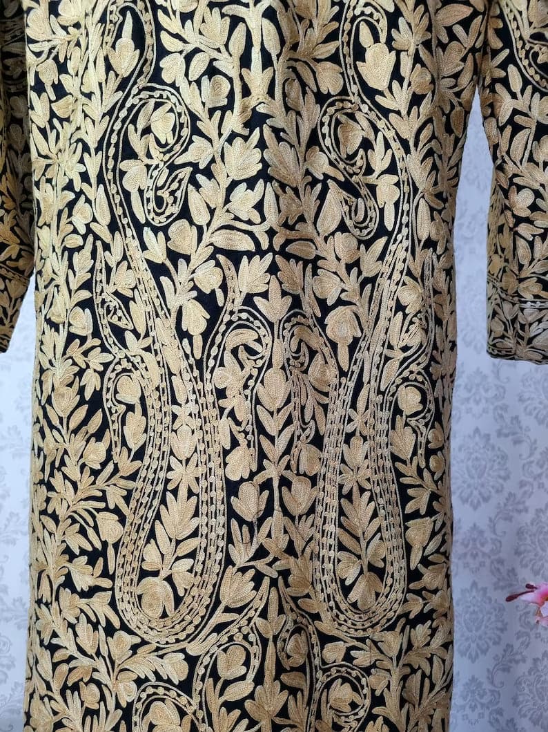Long kashmiri jacket with Aari Embroidery - KashmKari