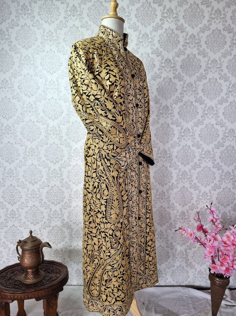 Long kashmiri jacket with Aari Embroidery - KashmKari