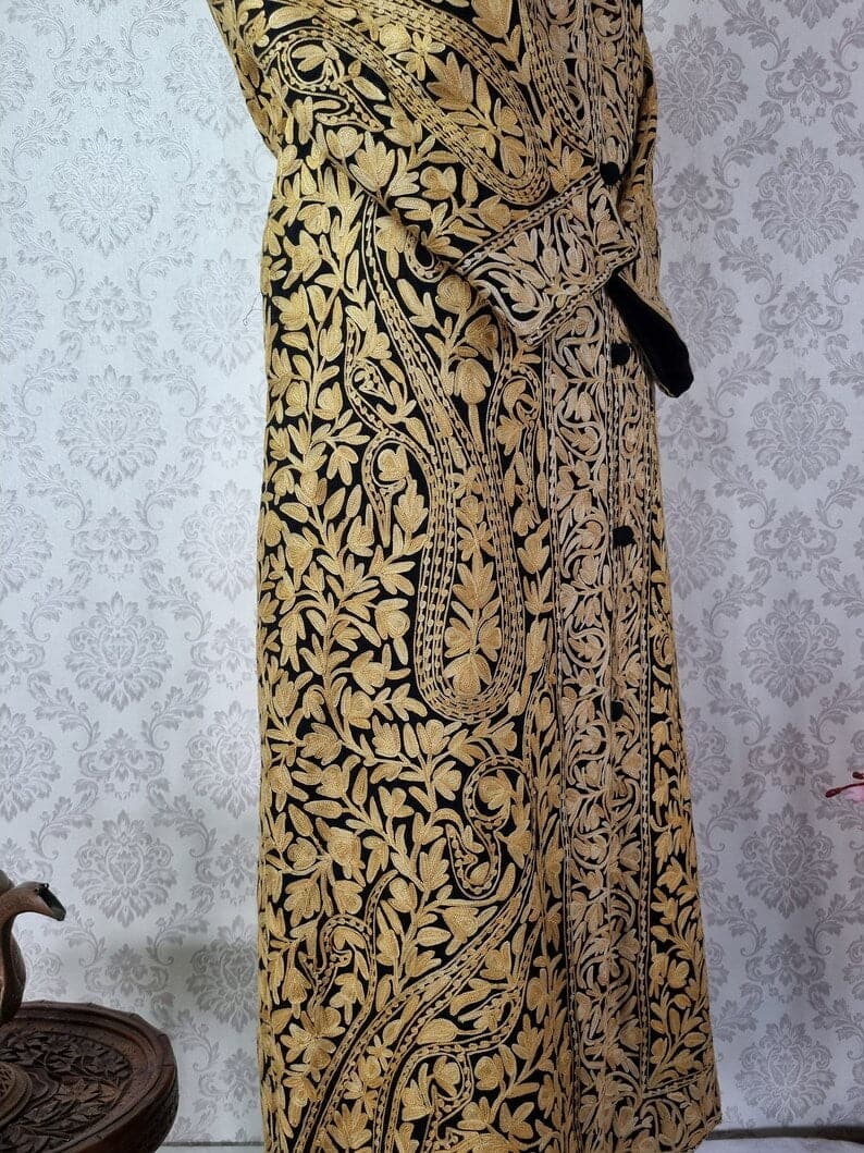 Long kashmiri jacket with Aari Embroidery - KashmKari