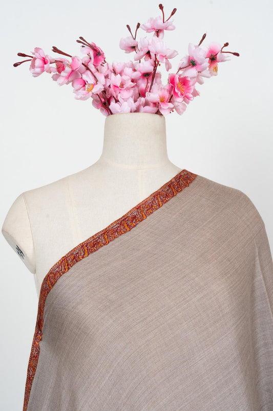 Desert Sand 2.5 Yards Sozni Hand Embroidered Shawl