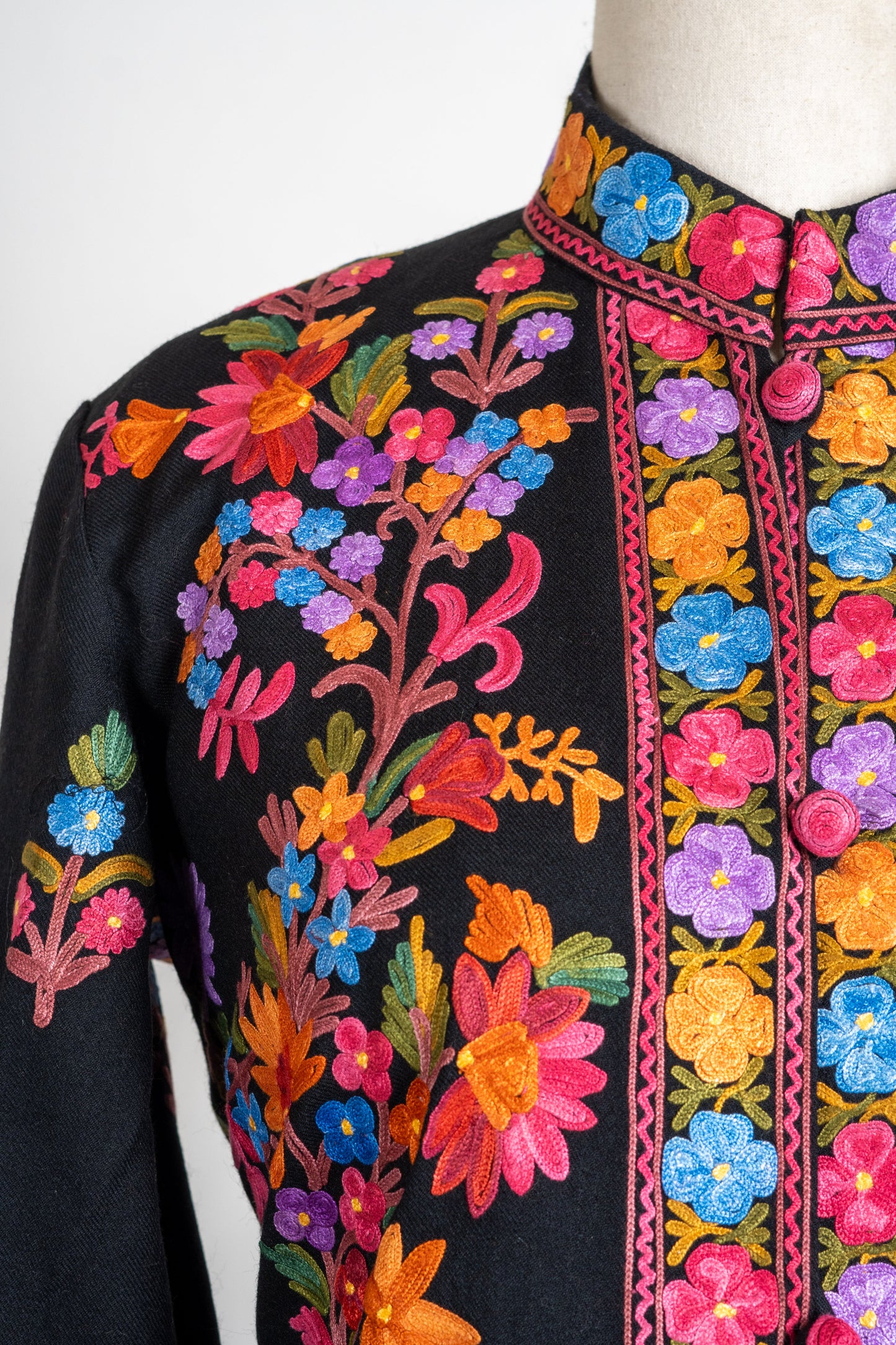 Floral Elegance: Long Aari Embroidered Jacket
