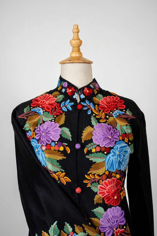 Phoolon Ki Raat Short Jacket – Pure Raw Silk Hand Embroidered Bloom