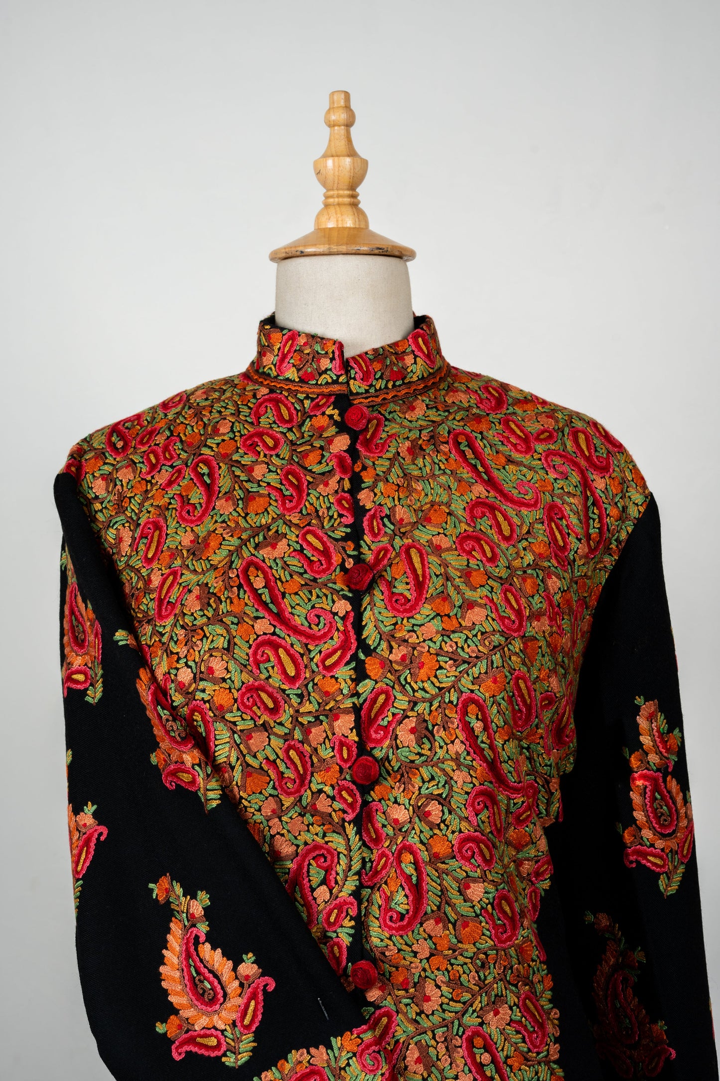 Naqsh-e-Gulistan Long Jacket – Pure Wool Elegance with Hand Embroidery