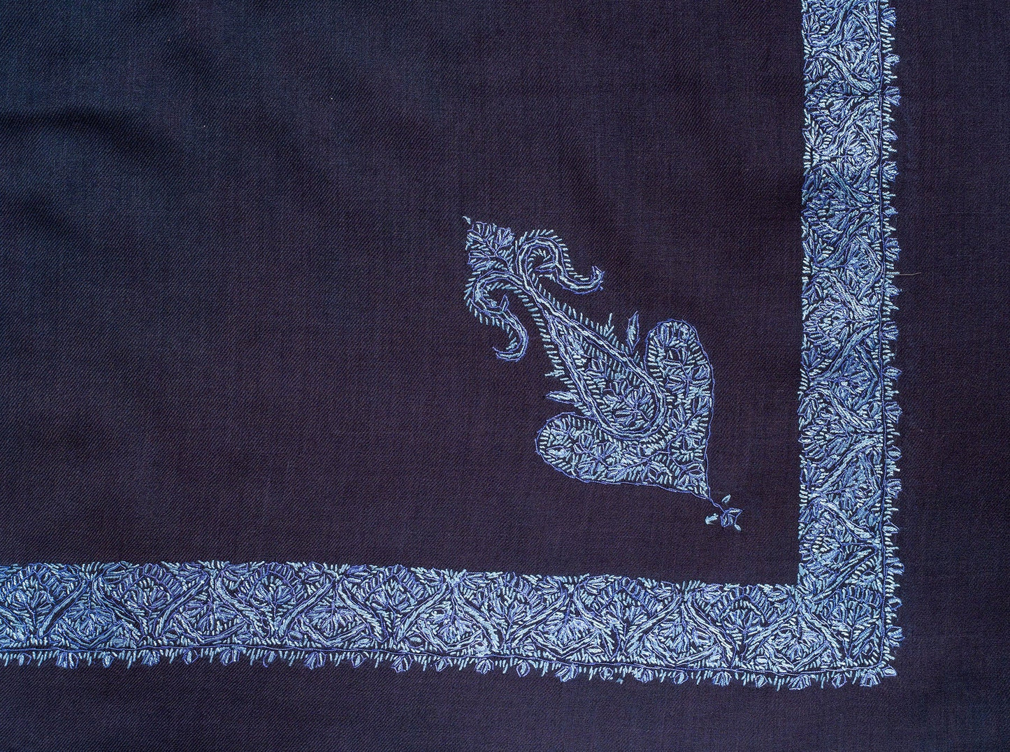 Midnight Azure Rumal — Sozni Hand Embroidered