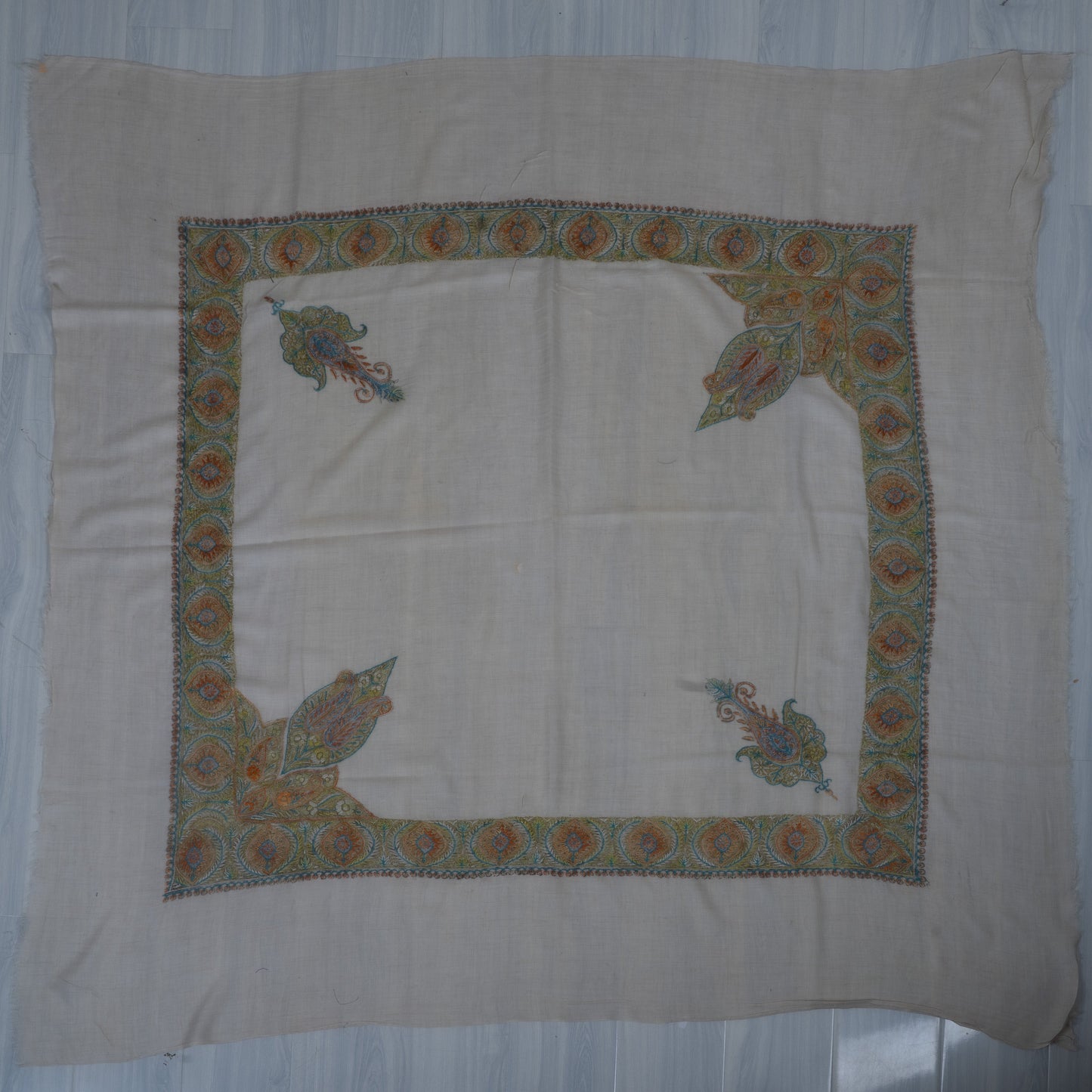 Amber Sky Cashmere Rumal — Sozni Hand Embroidered