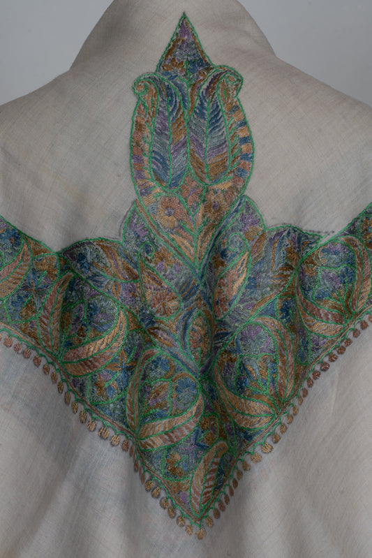 Forest Opal Cashmere Rumal — Sozni Hand Embroidered