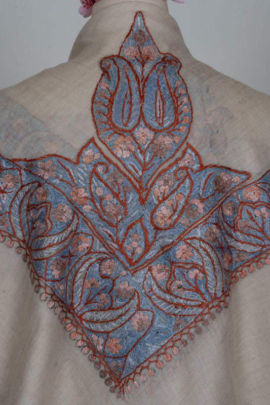 Dusky Rose Cashmere Rumal — Sozni Hand Embroidered