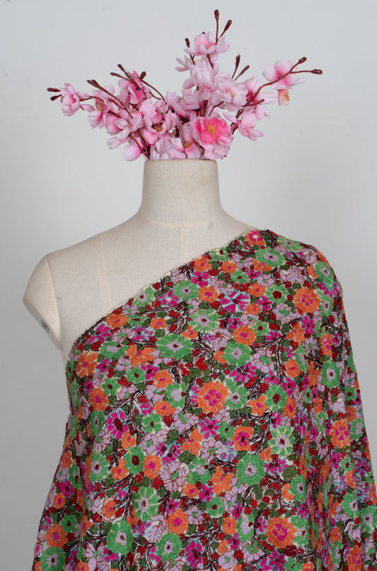 Papier-Mâché Bahaar Gul Sozni Merino Scarf