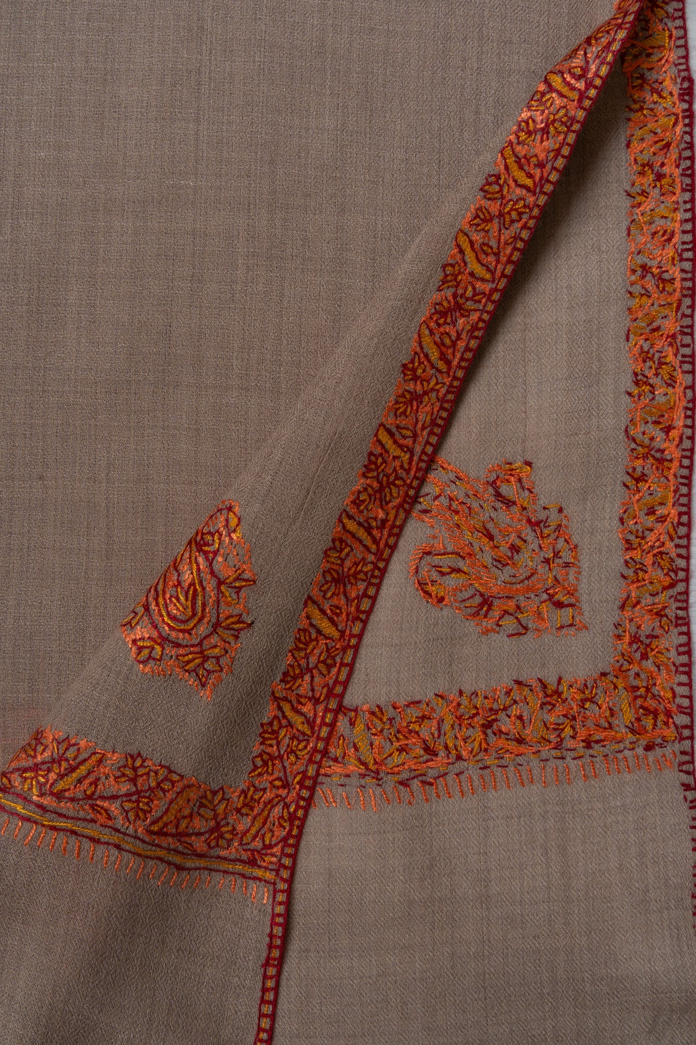 Ember Dusk — 2.5 Yards Sozni Hand-Embroidered Shawl