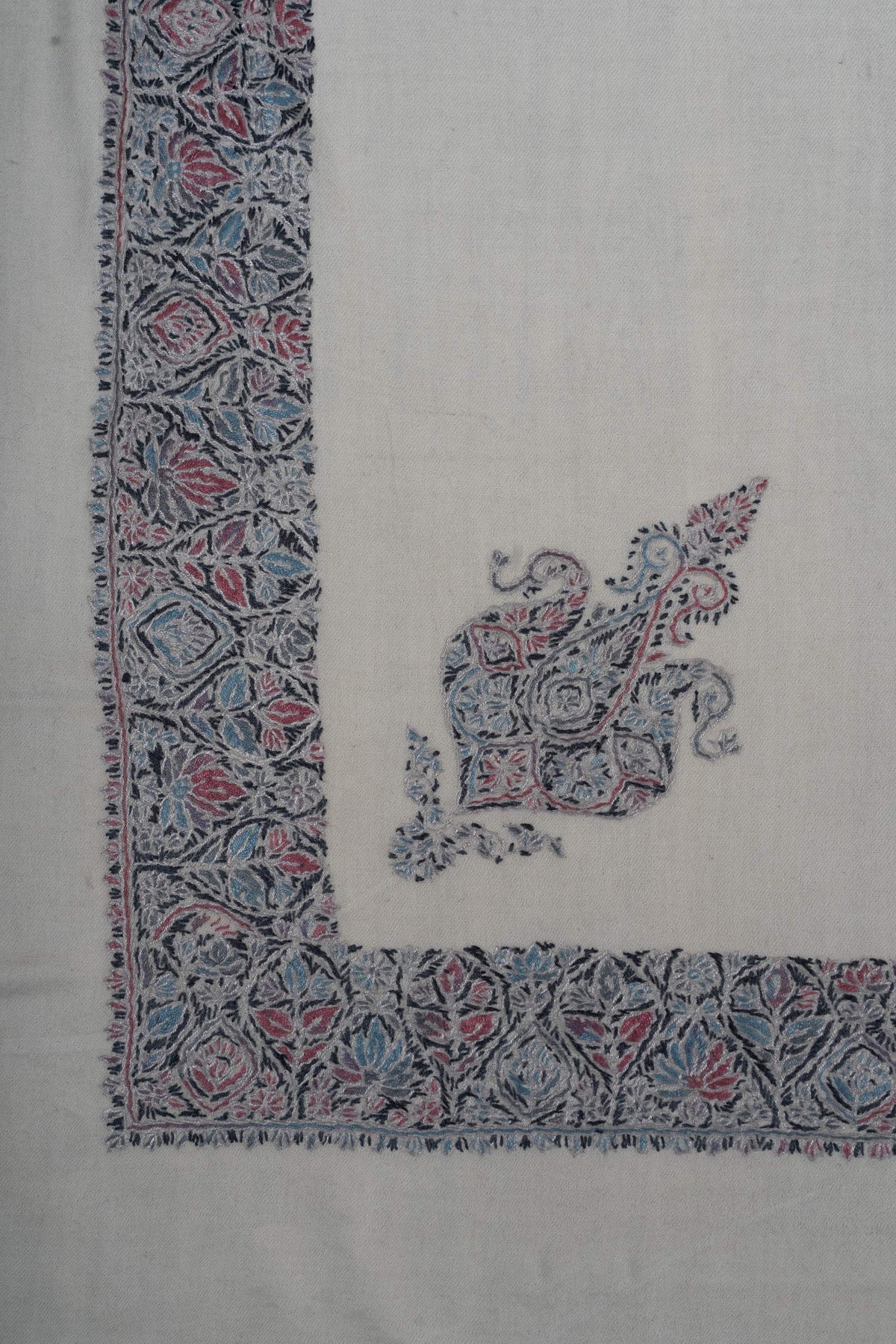 Petal Frost Rumal 58 inches — Sozni Hand Embroidered