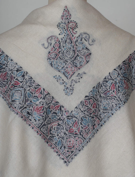 Petal Frost Rumal 58 inches — Sozni Hand Embroidered