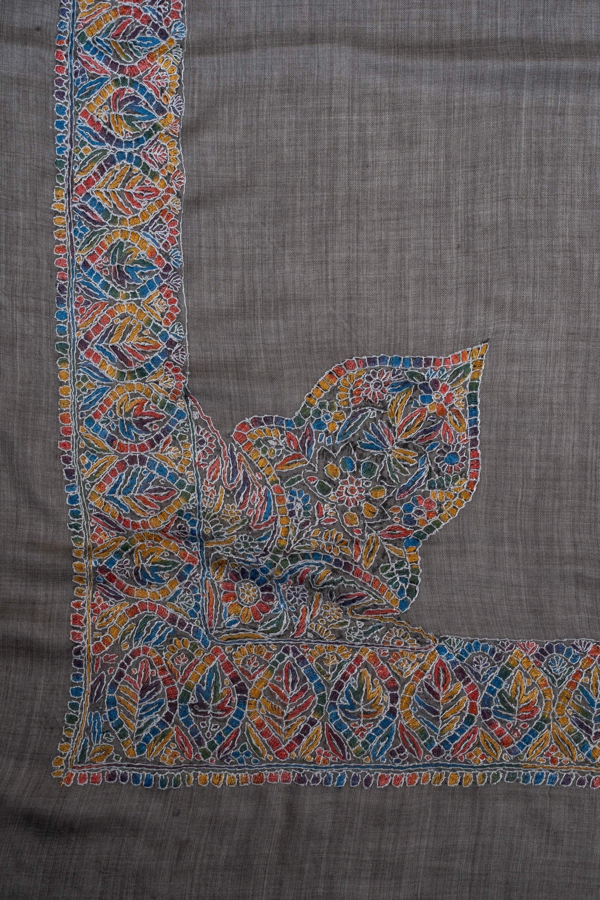 Slate Mosaic Rumal 58 inches — Sozni Hand Embroidered