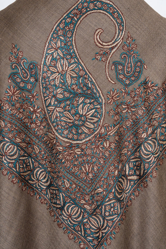 Teal Hearth Rumal — 58" Sozni Hand Embroidered