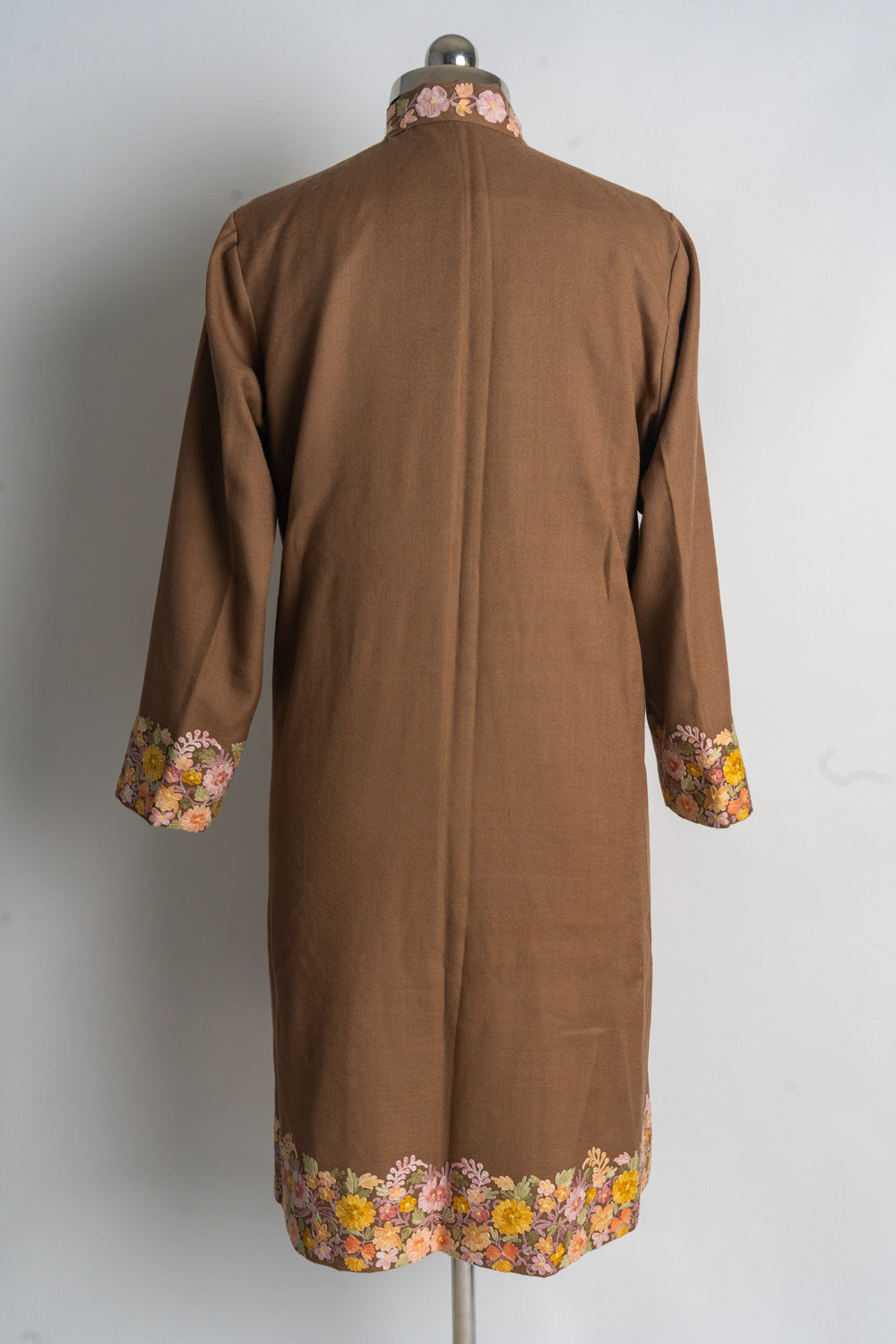 Floral Symphony Kashmiri Long Jacket with Aari Embroidery