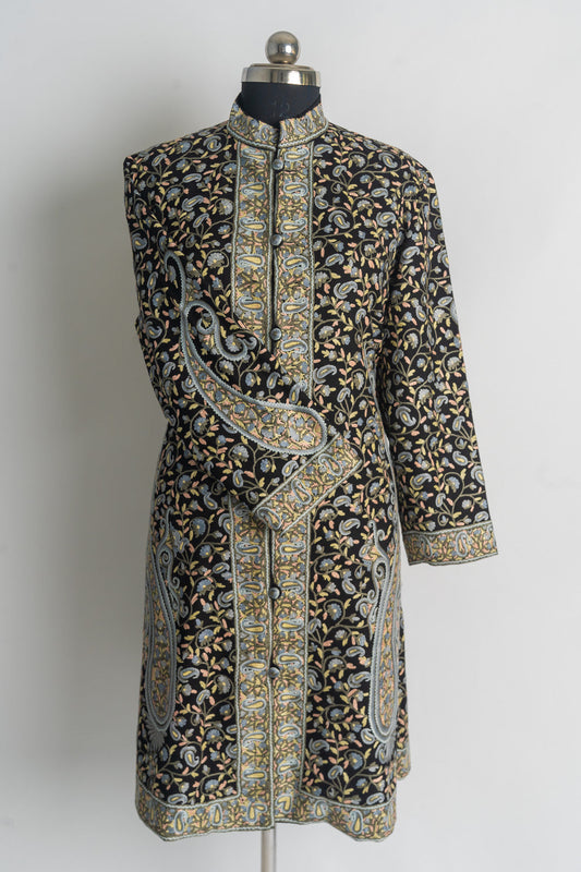 Siyah Gulzar: Kashmiri Hand-Aari Tapestry Jacket