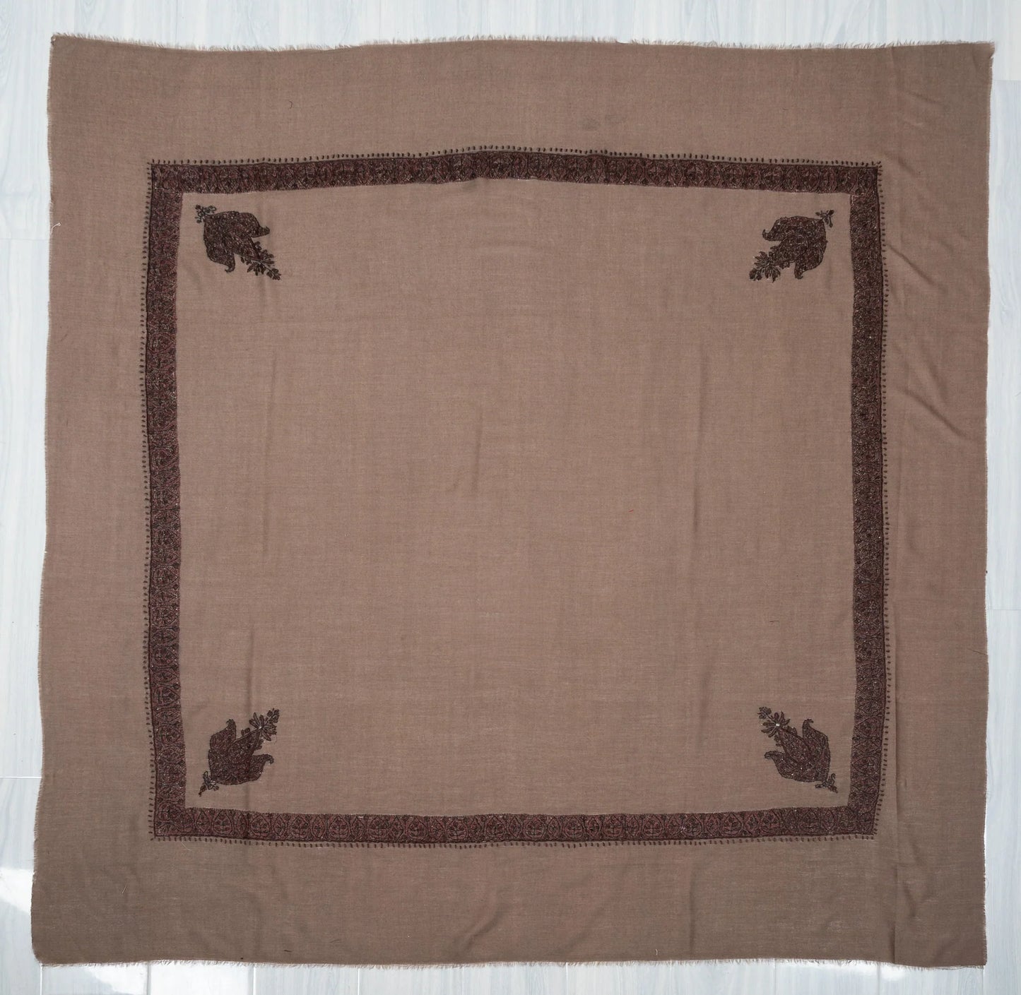 Mink Shadow Rumal — Sozni Hand Embroidered