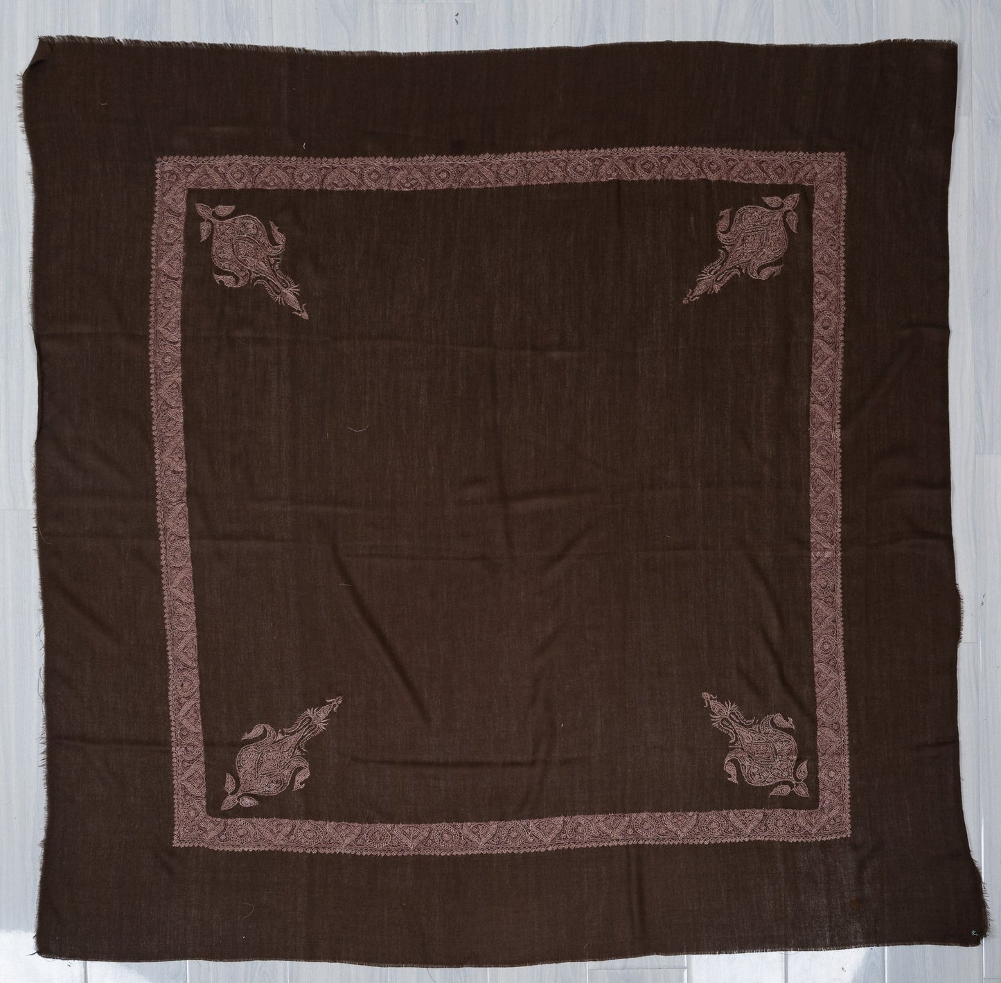 Cocoa Drift Rumal — Sozni Hand Embroidered