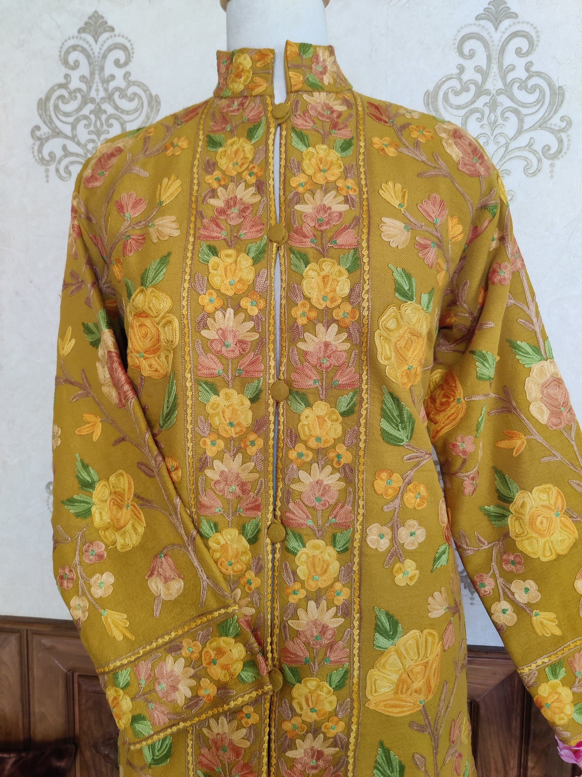 Longkashmiri jacket with Aari Embroidery - KashmKari
