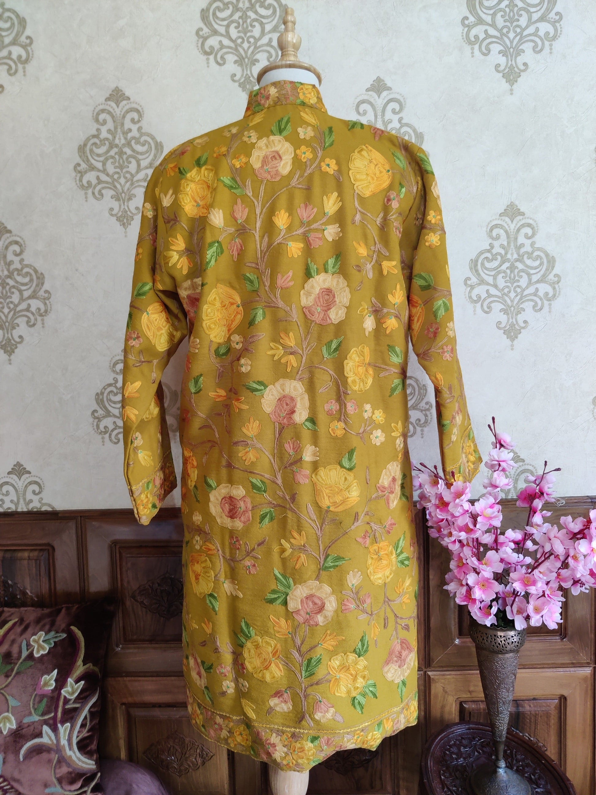 Longkashmiri jacket with Aari Embroidery - KashmKari