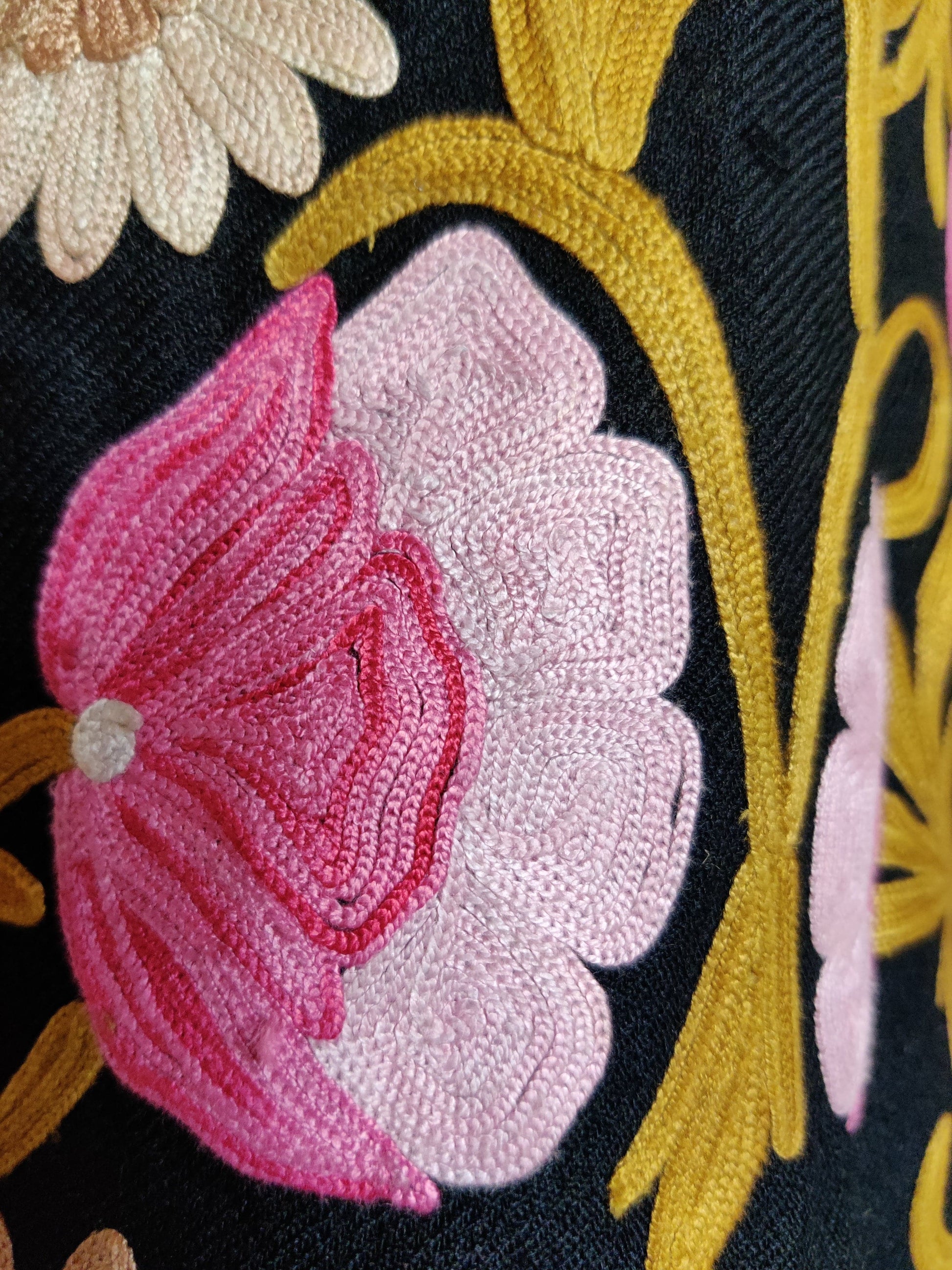 Golden Embroidery: A Stunning Timeless Kashmiri Black Coat - KashmKari