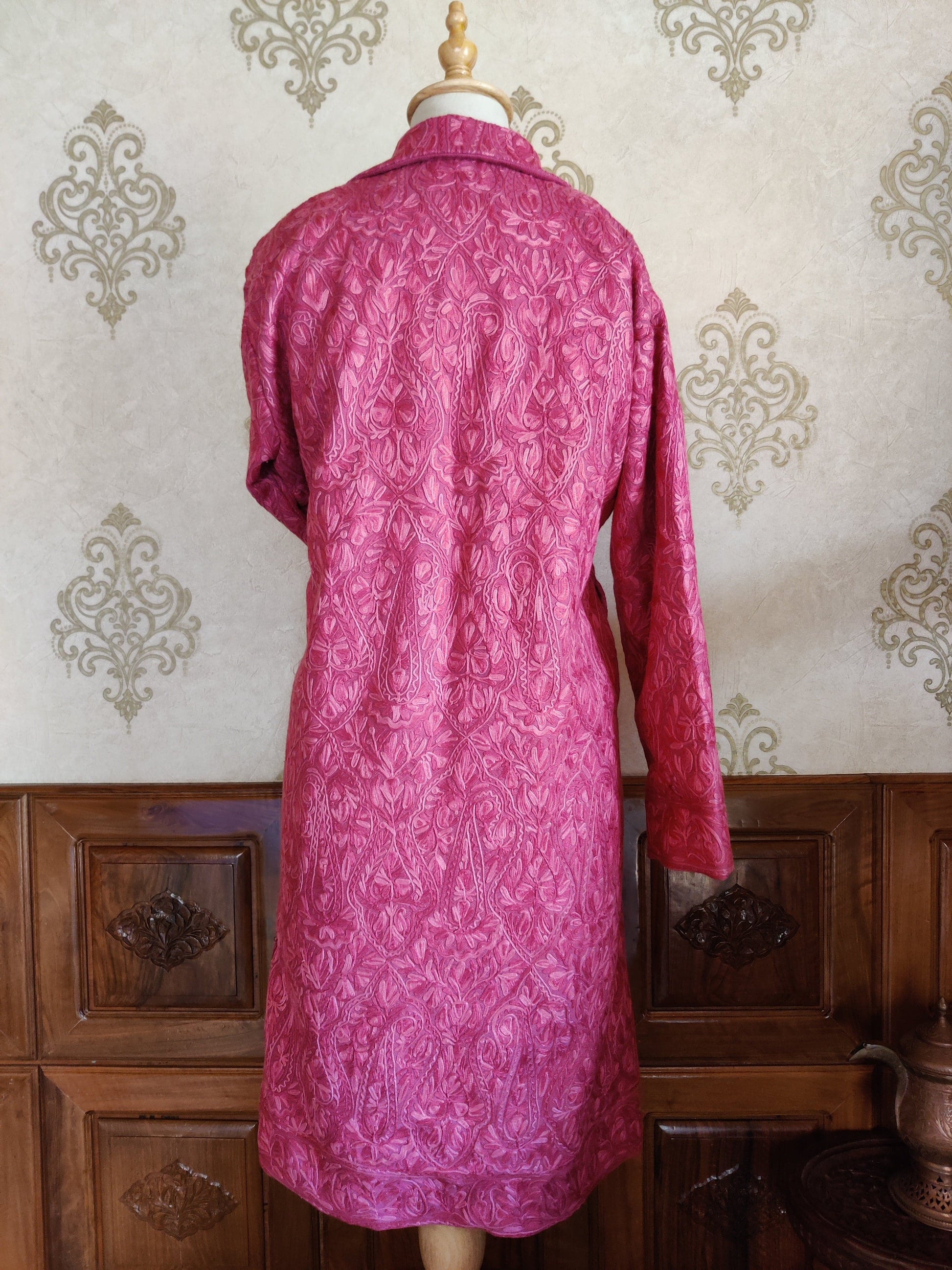 Long kashmiri jacket with Aari Embroidery - KashmKari