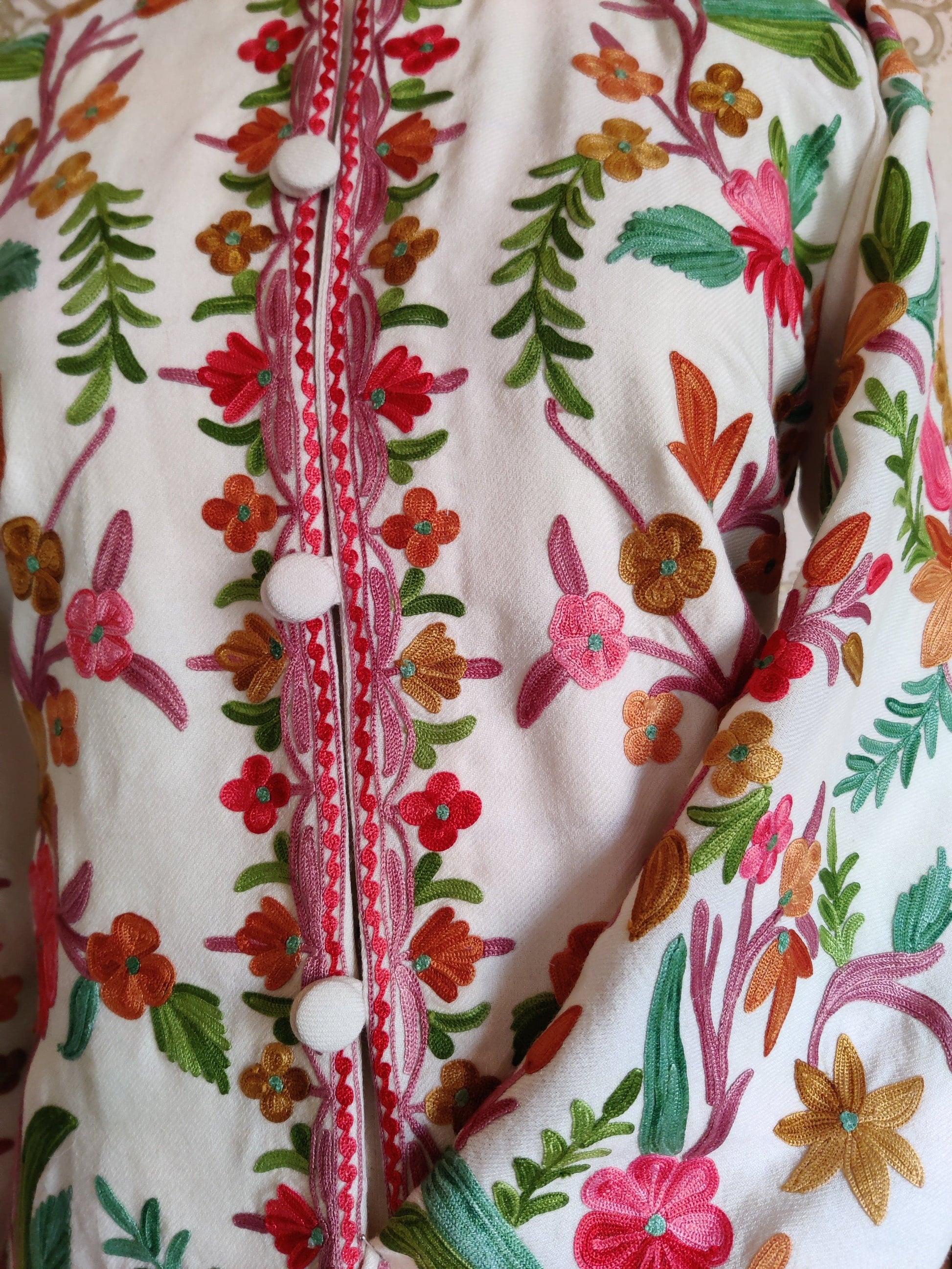 Long kashmiri jacket with Aari Embroidery - KashmKari
