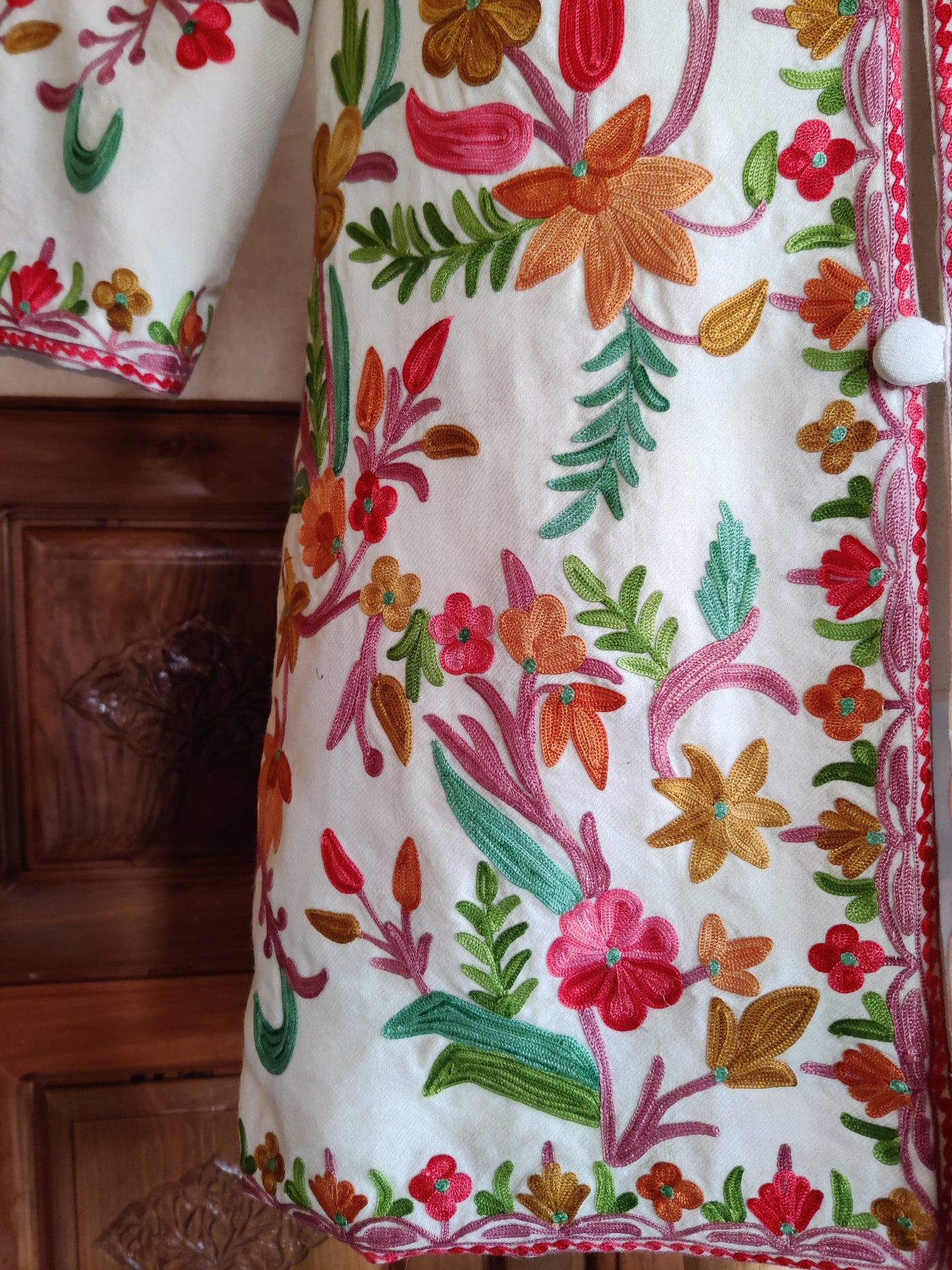 Long kashmiri jacket with Aari Embroidery - KashmKari