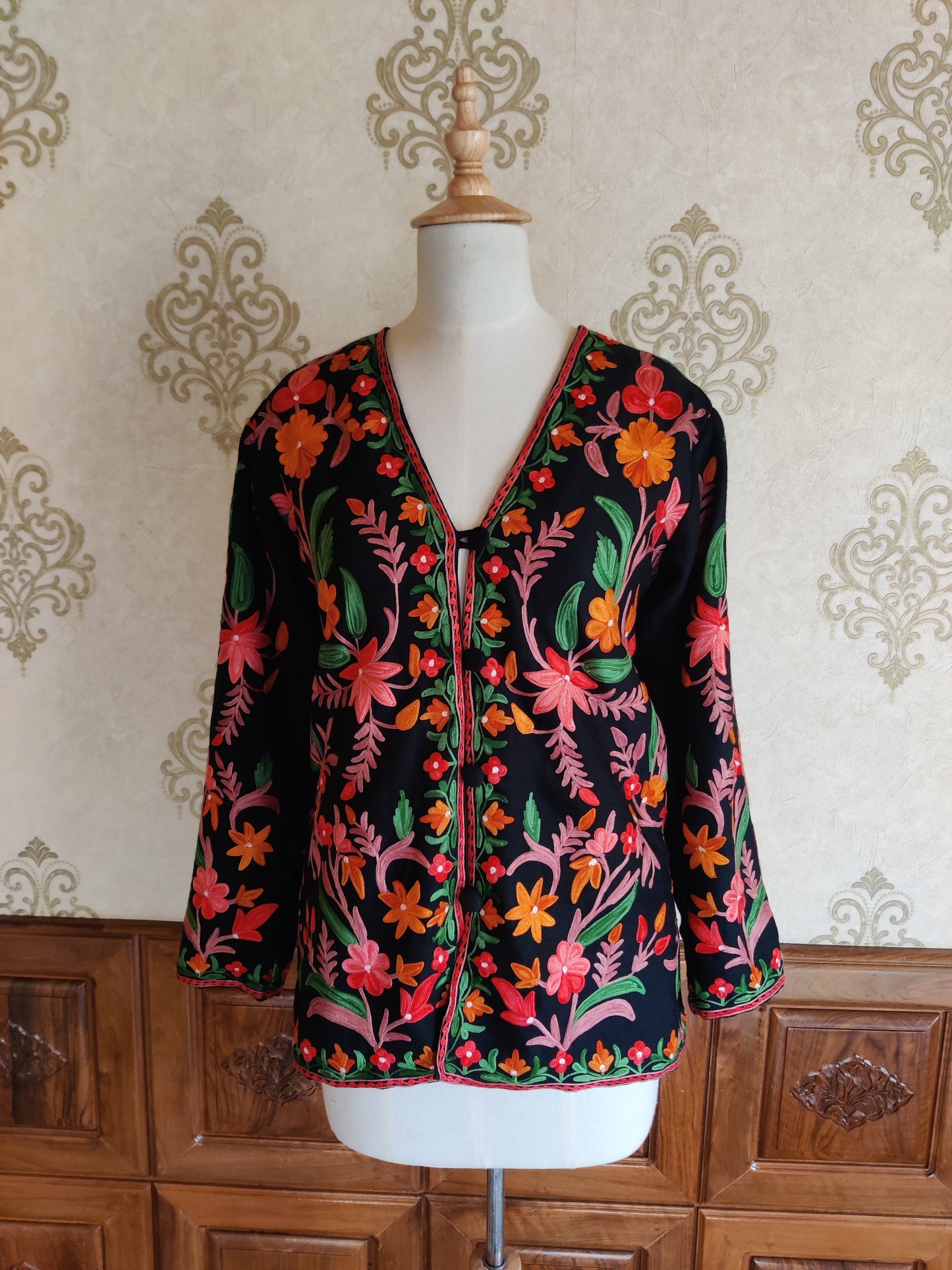 Short kashmiri jacket with Aari Embroidery - KashmKari