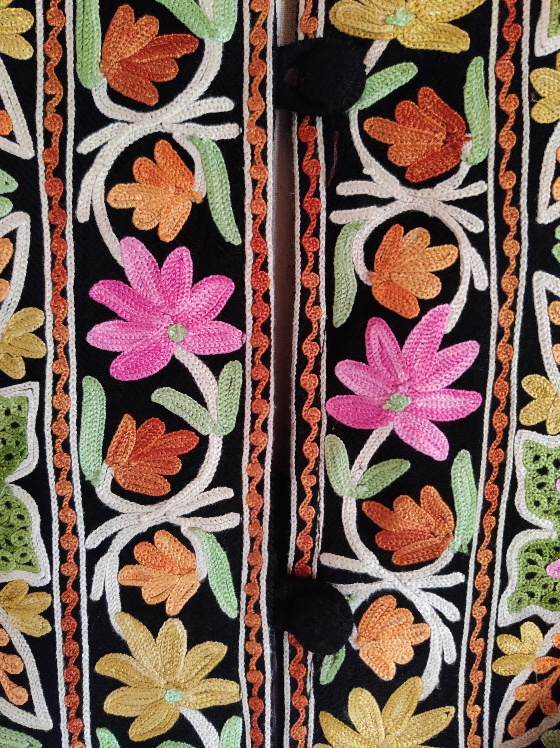 The Geometric Garden: Vibrant Aari Embroidered Kashmiri Jacket - KashmKari