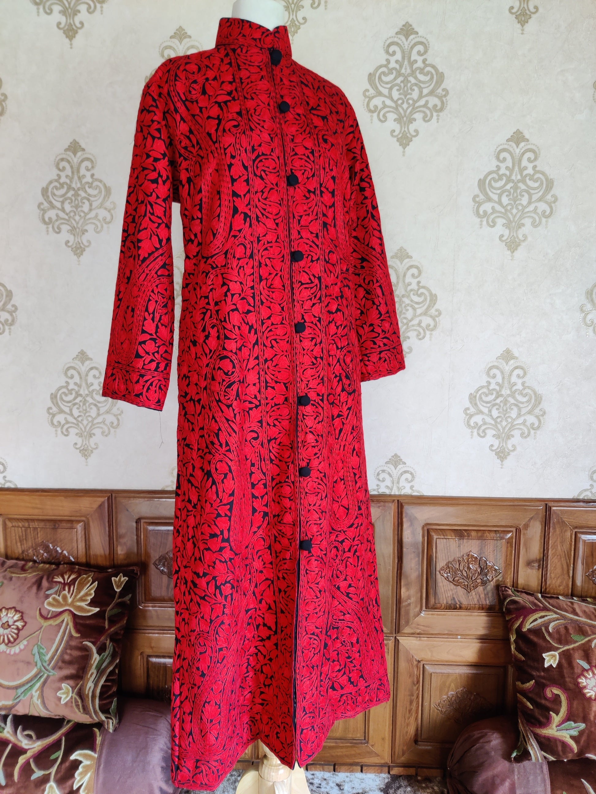 The Aari Adornment: Kashmiri Jacket with Paisley Floral Embroidery - KashmKari