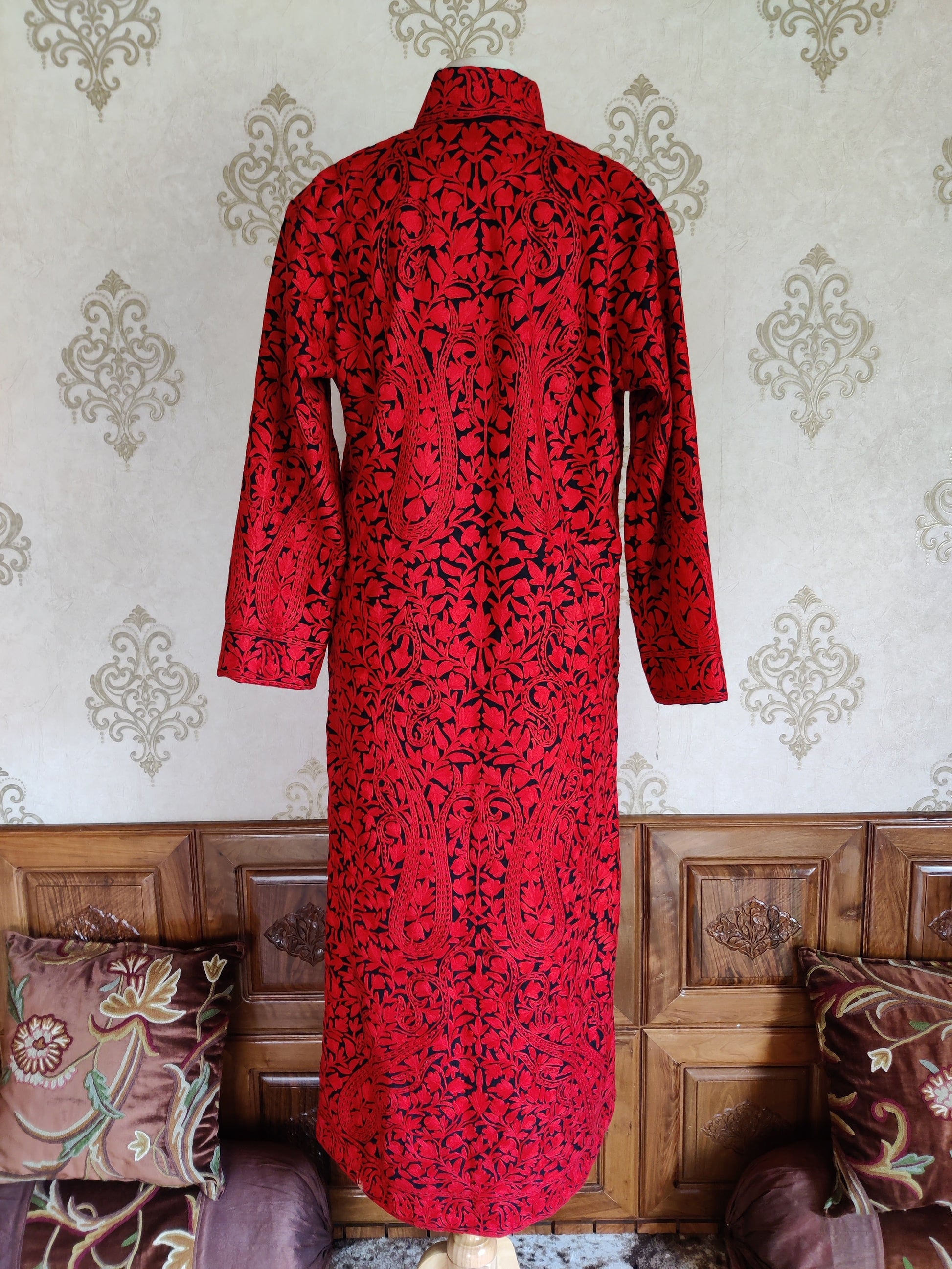 The Aari Adornment: Kashmiri Jacket with Paisley Floral Embroidery - KashmKari