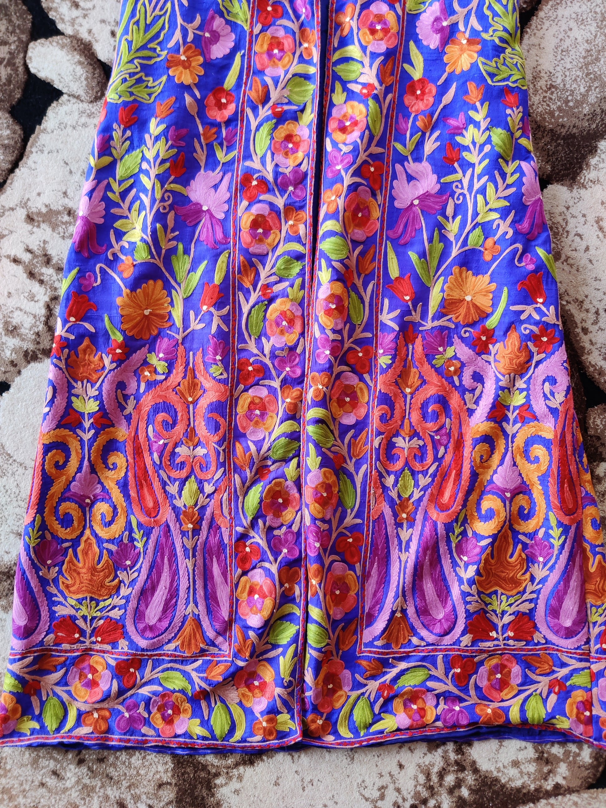 The Royal Reverie: Kashmiri Aari-embroidered Long Robe - KashmKari