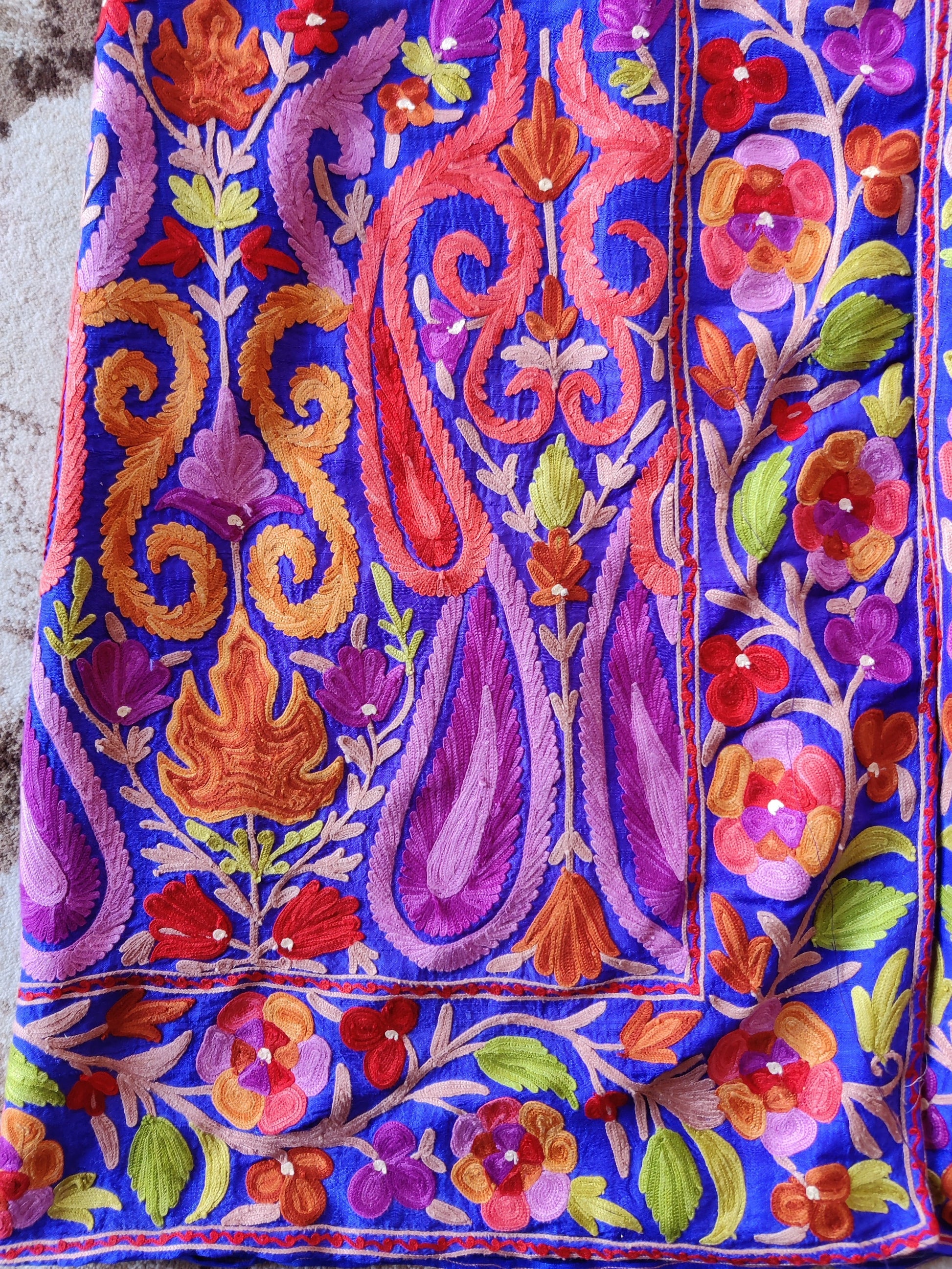 The Royal Reverie: Kashmiri Aari-embroidered Long Robe - KashmKari