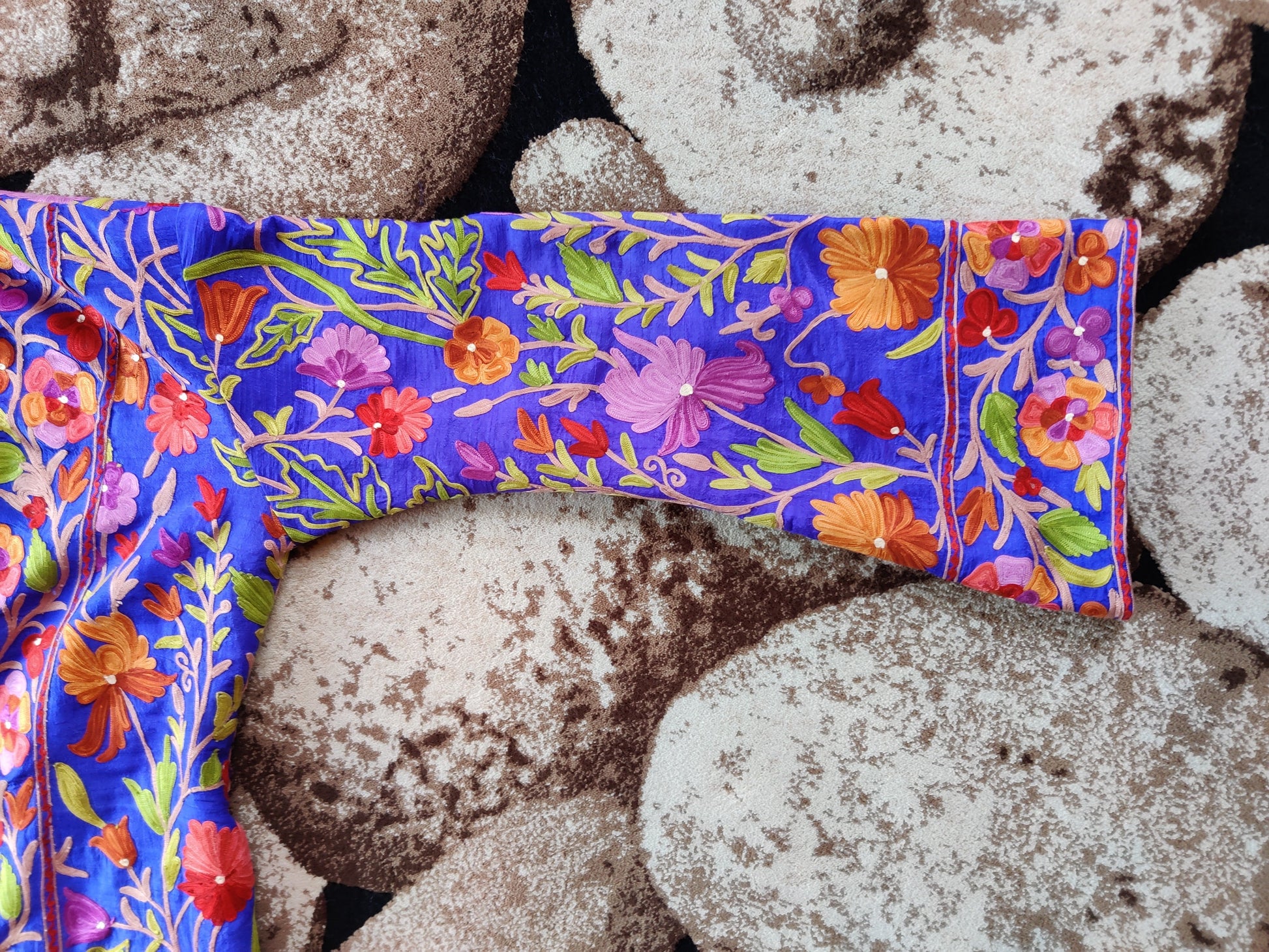 The Royal Reverie: Kashmiri Aari-embroidered Long Robe - KashmKari