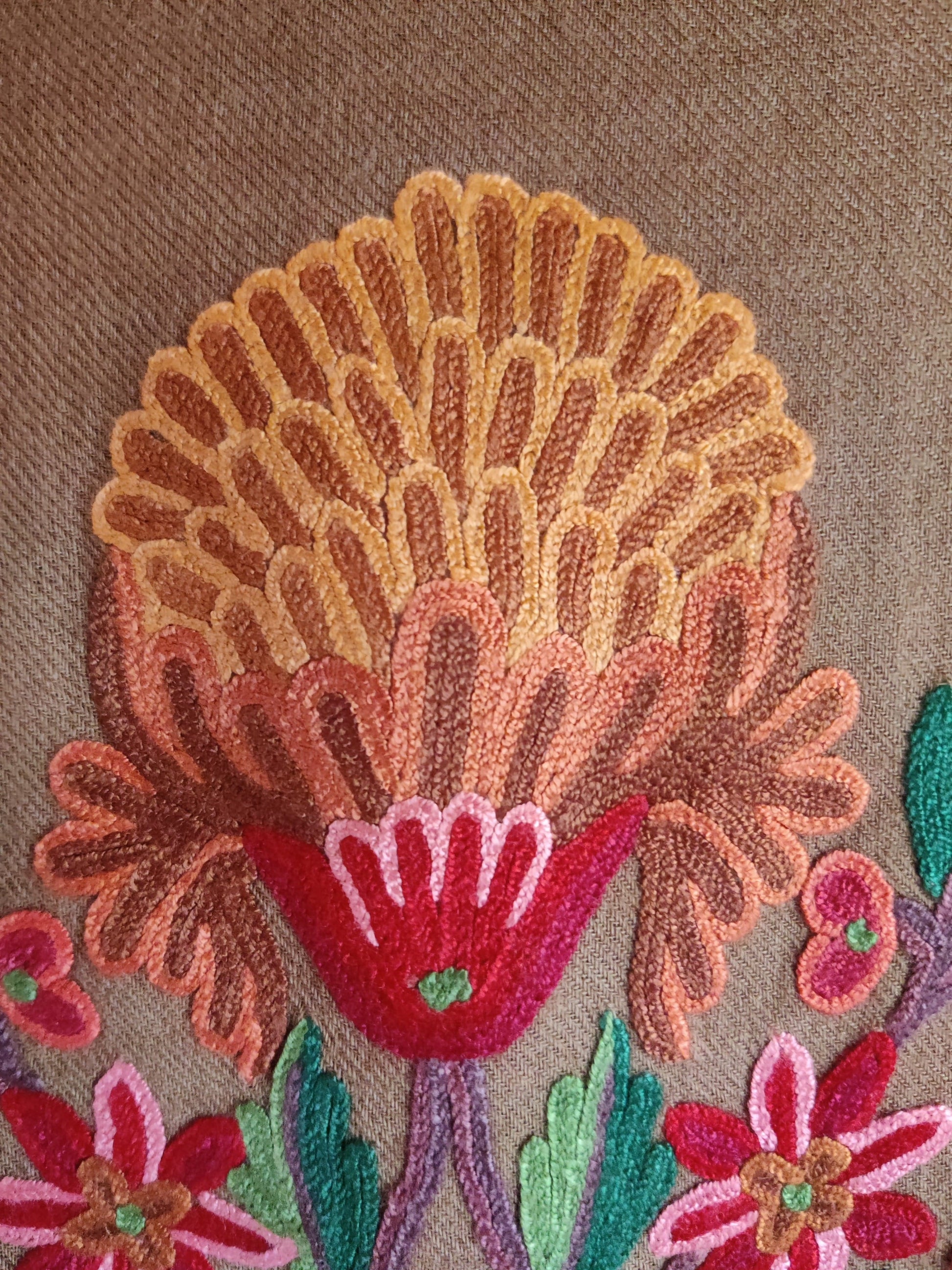 Hand Aari Embroidered Jacket in Earthy Brown - KashmKari