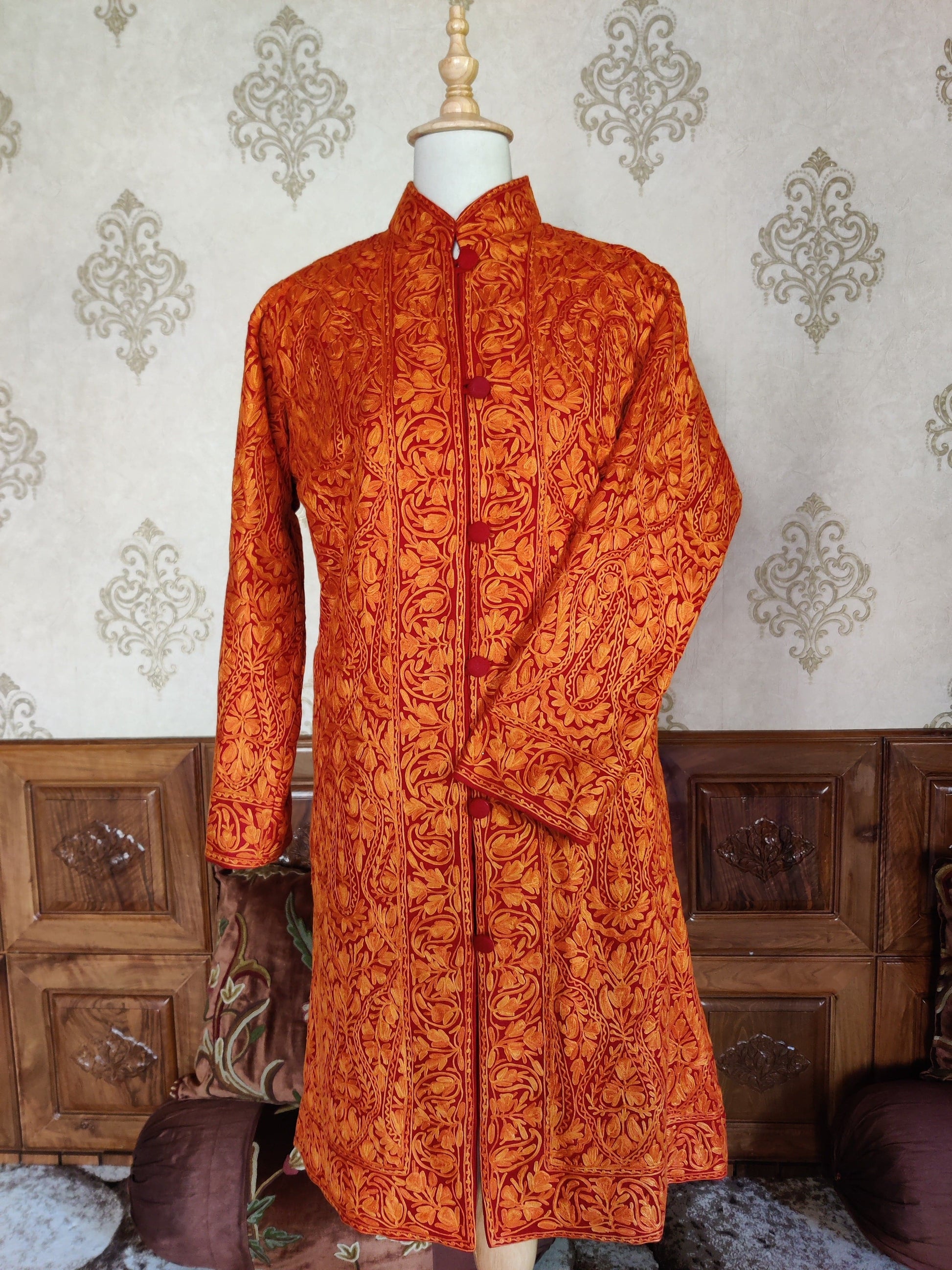 Kashmiri Elegance in Maroon Aari - KashmKari