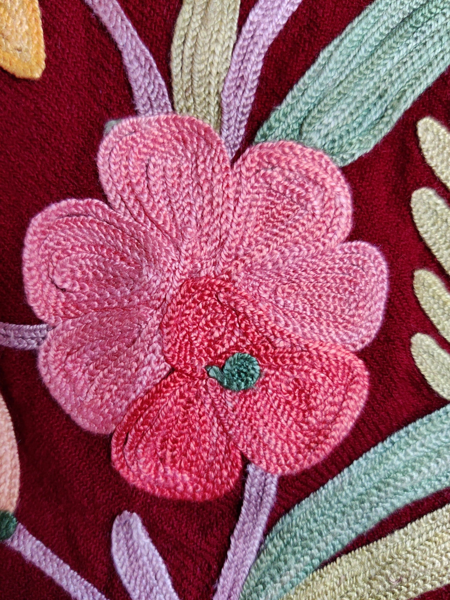 Maroon Short Boho Floral Jacket. - KashmKari