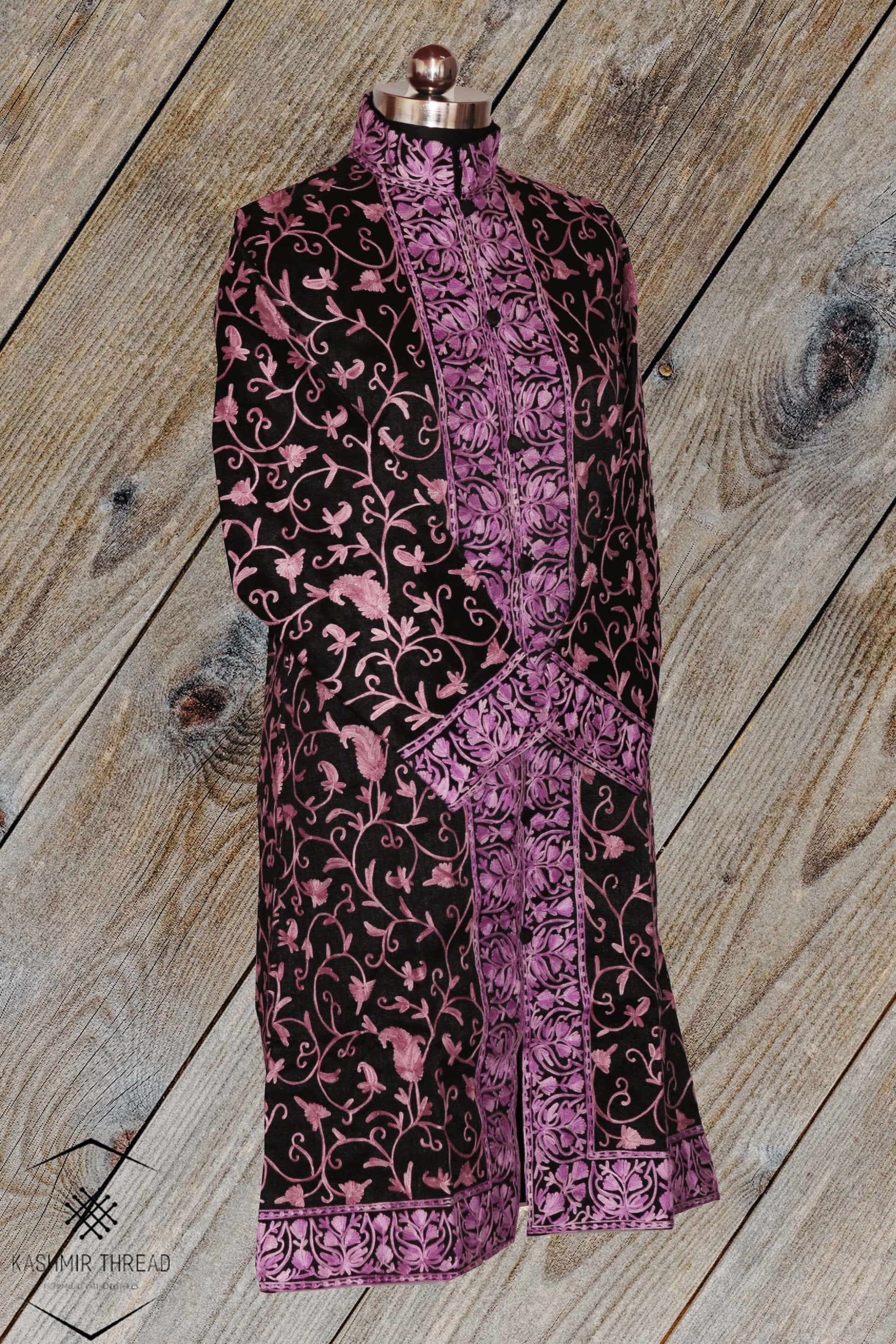 Black Kashmiri Long Coat