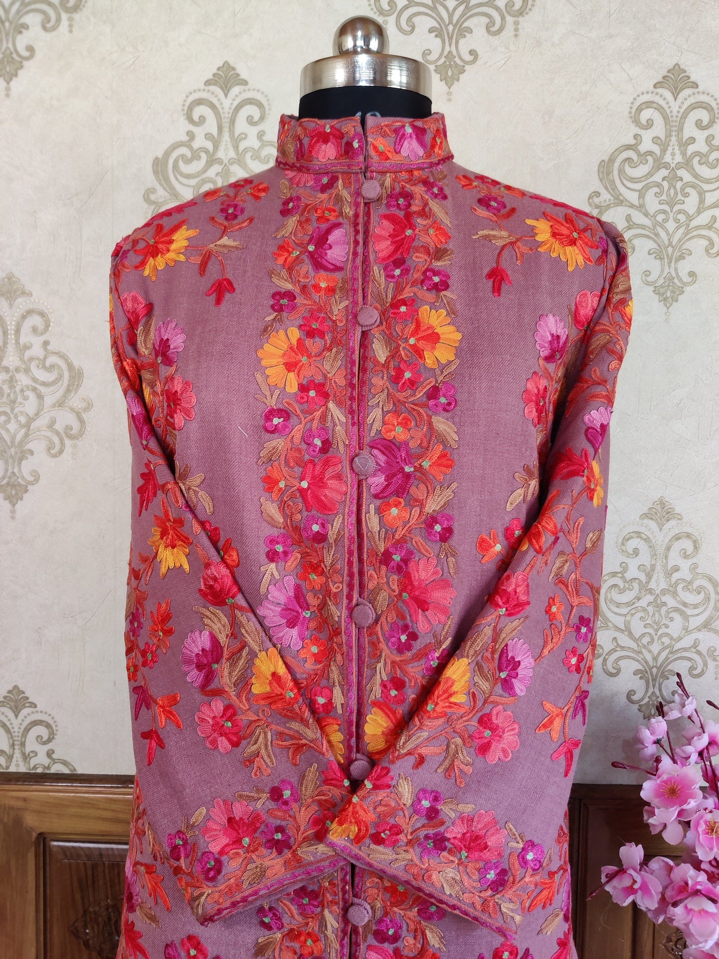 Kashmiri Floral Embroidered Coat Jacket KashmKari Get Kashmiri coat With Bohemian Embroidery at best price Online  | Kashmir Thread