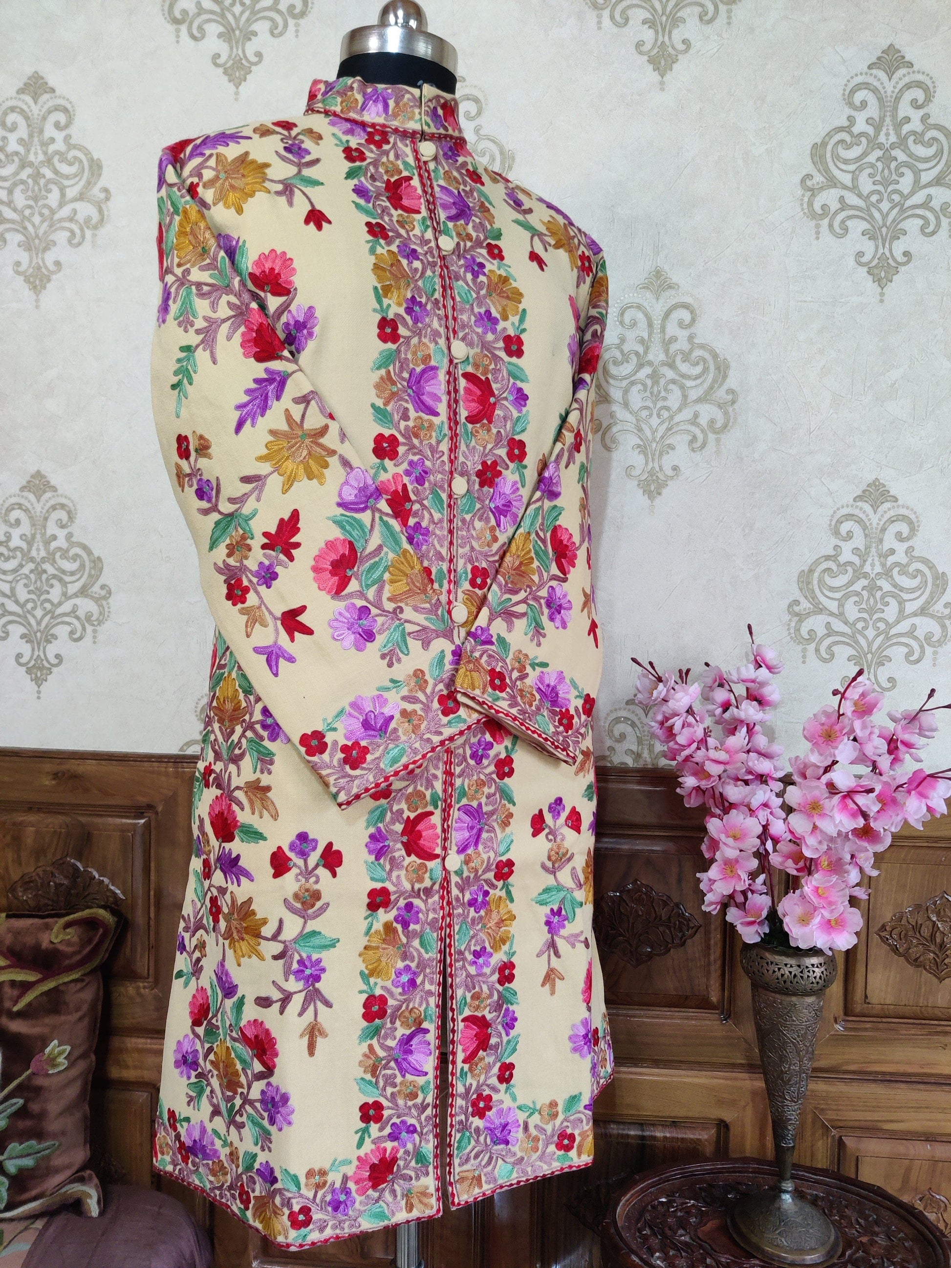 Kashmiri Jacket With Floral Embroidery