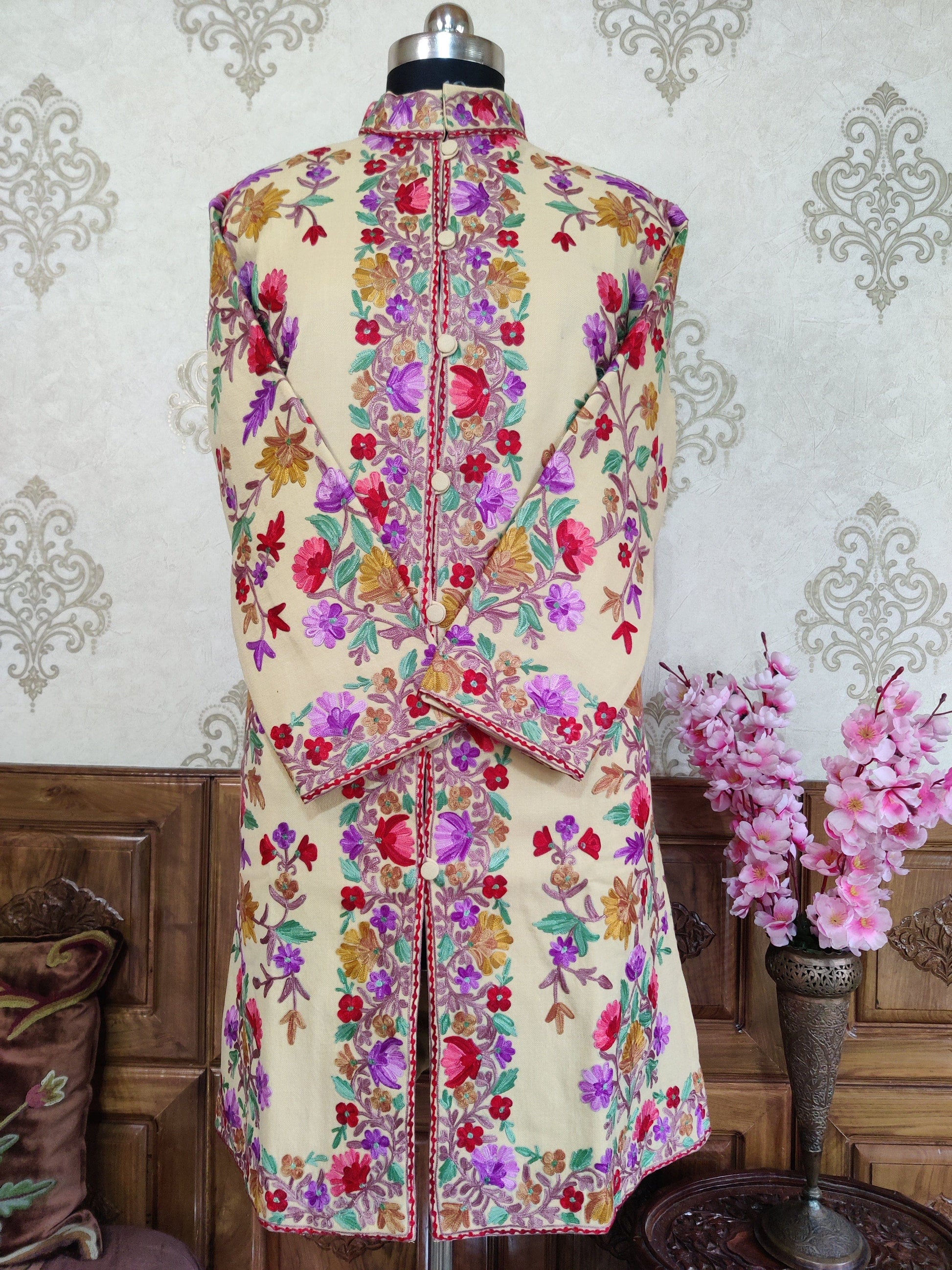 Kashmiri Jacket With Floral Embroidery