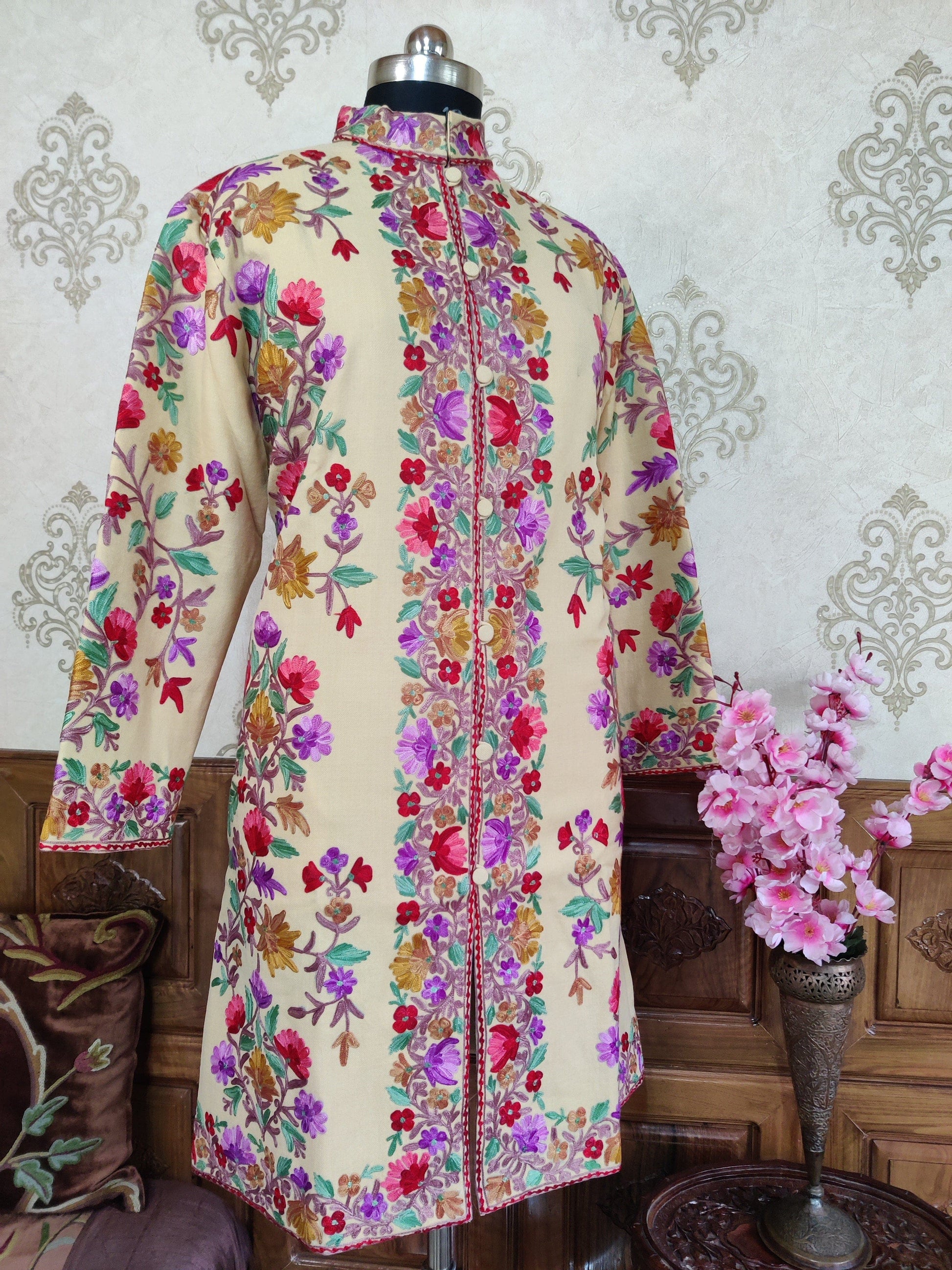 Kashmiri Jacket With Floral Embroidery