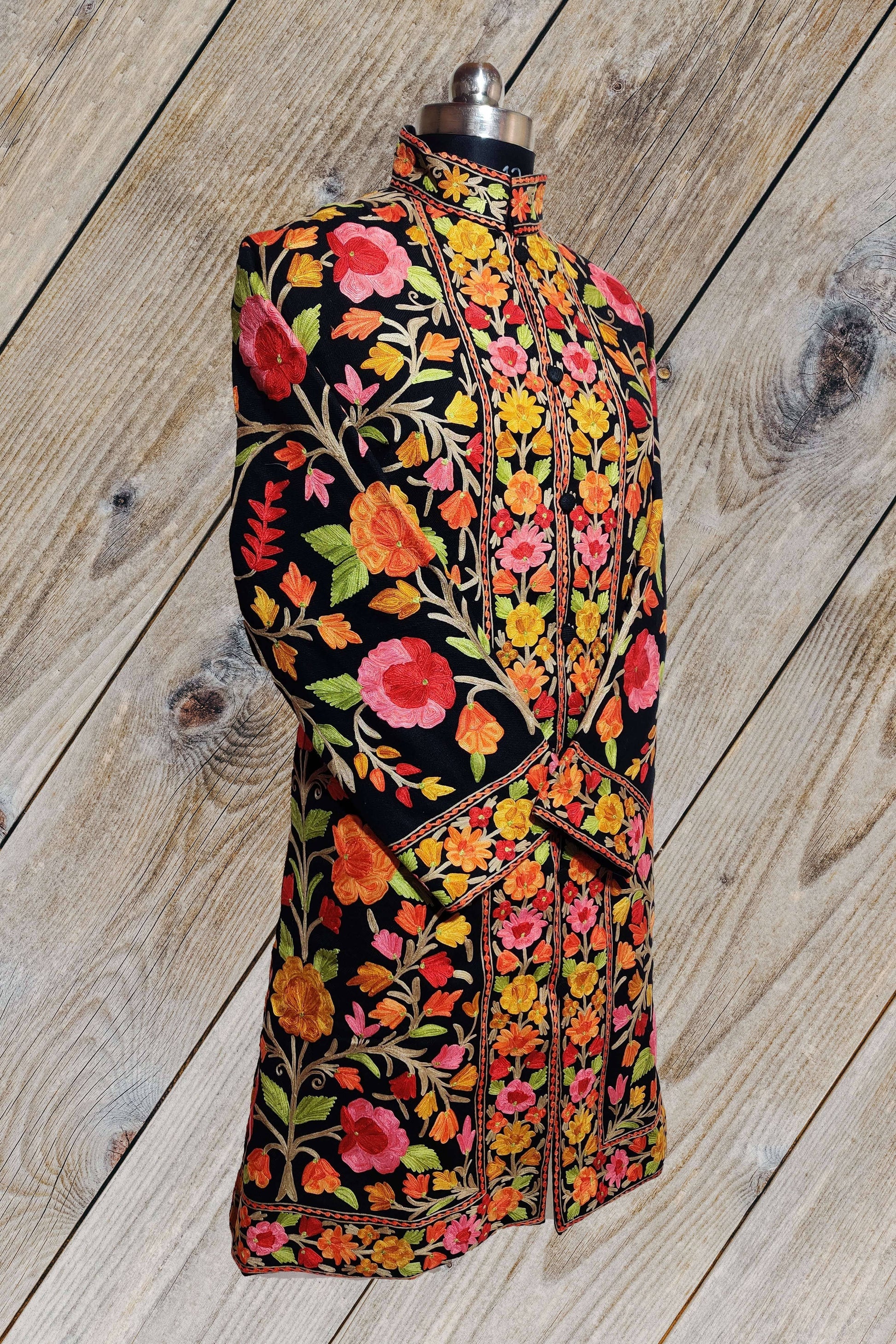 Long Kashmiri Woolen Jacket Multicolour