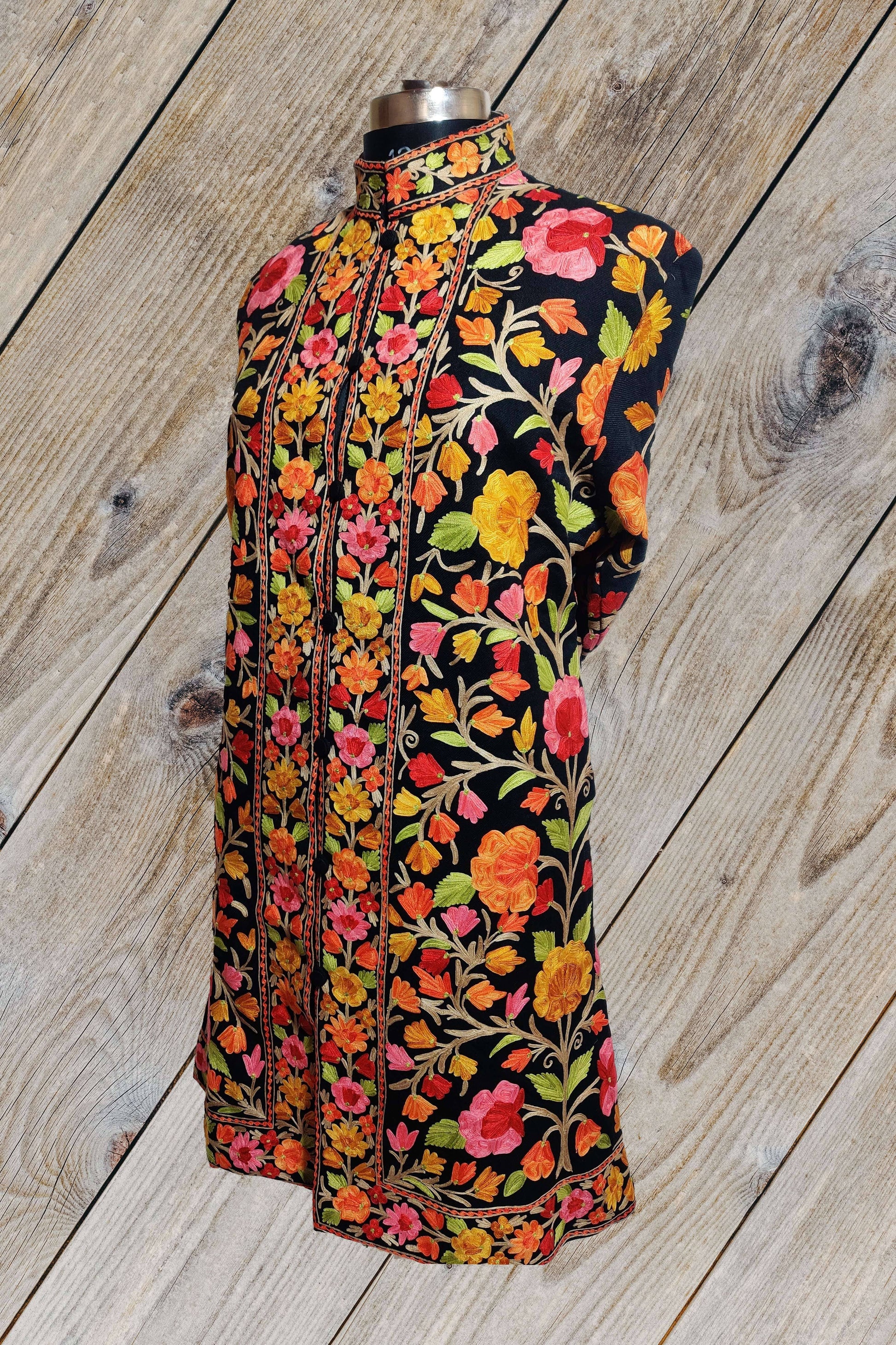 Long Kashmiri Woolen Jacket Multicolour