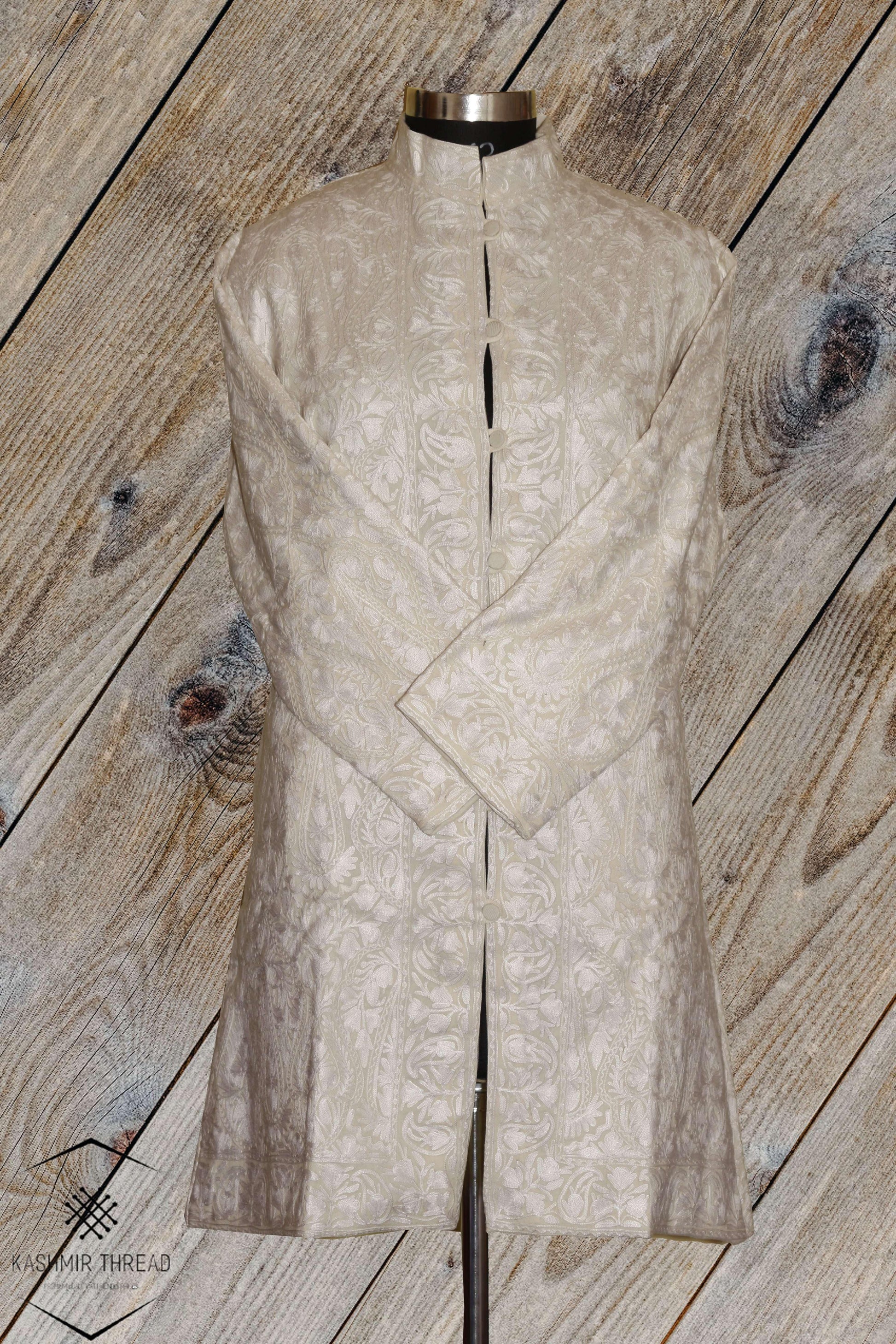 White Kashmiri Woolen Jacket