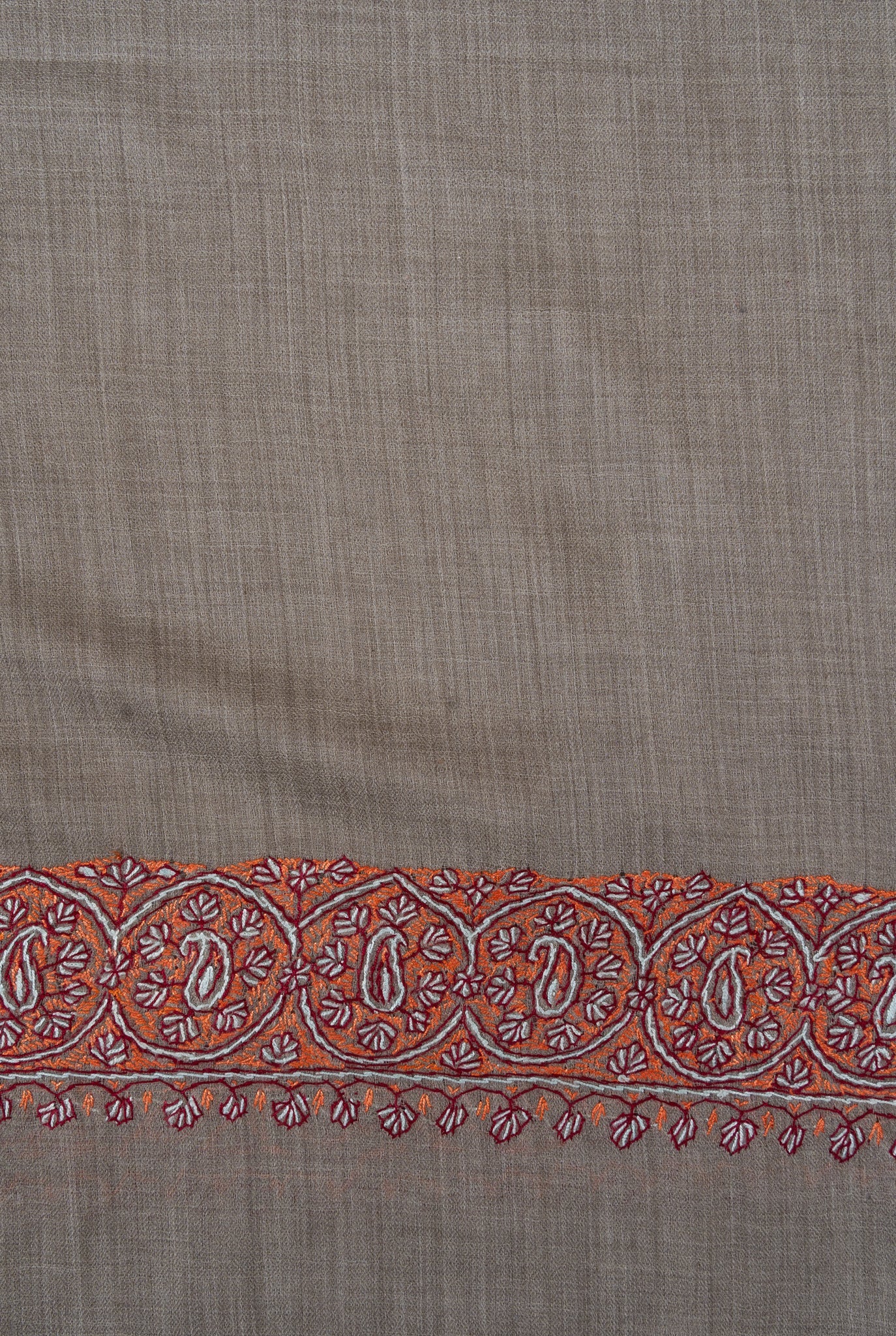Ash Clay Heritage 2.5 Yards Sozni Hand Embroidered Shawl