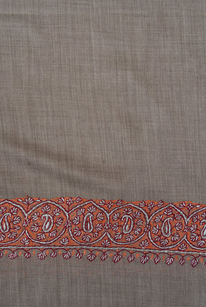 Ash Clay Heritage 2.5 Yards Sozni Hand Embroidered Shawl