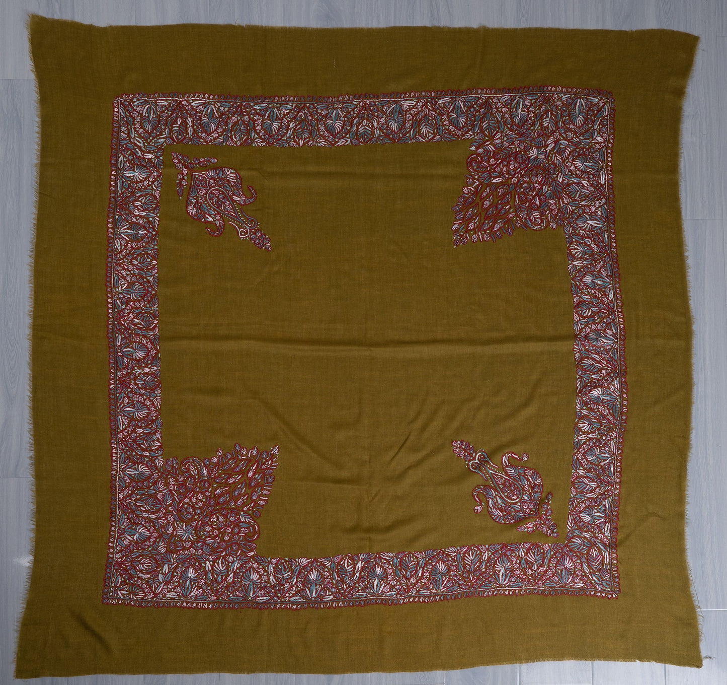 Olive Ember Rumal — Sozni Hand Embroidered