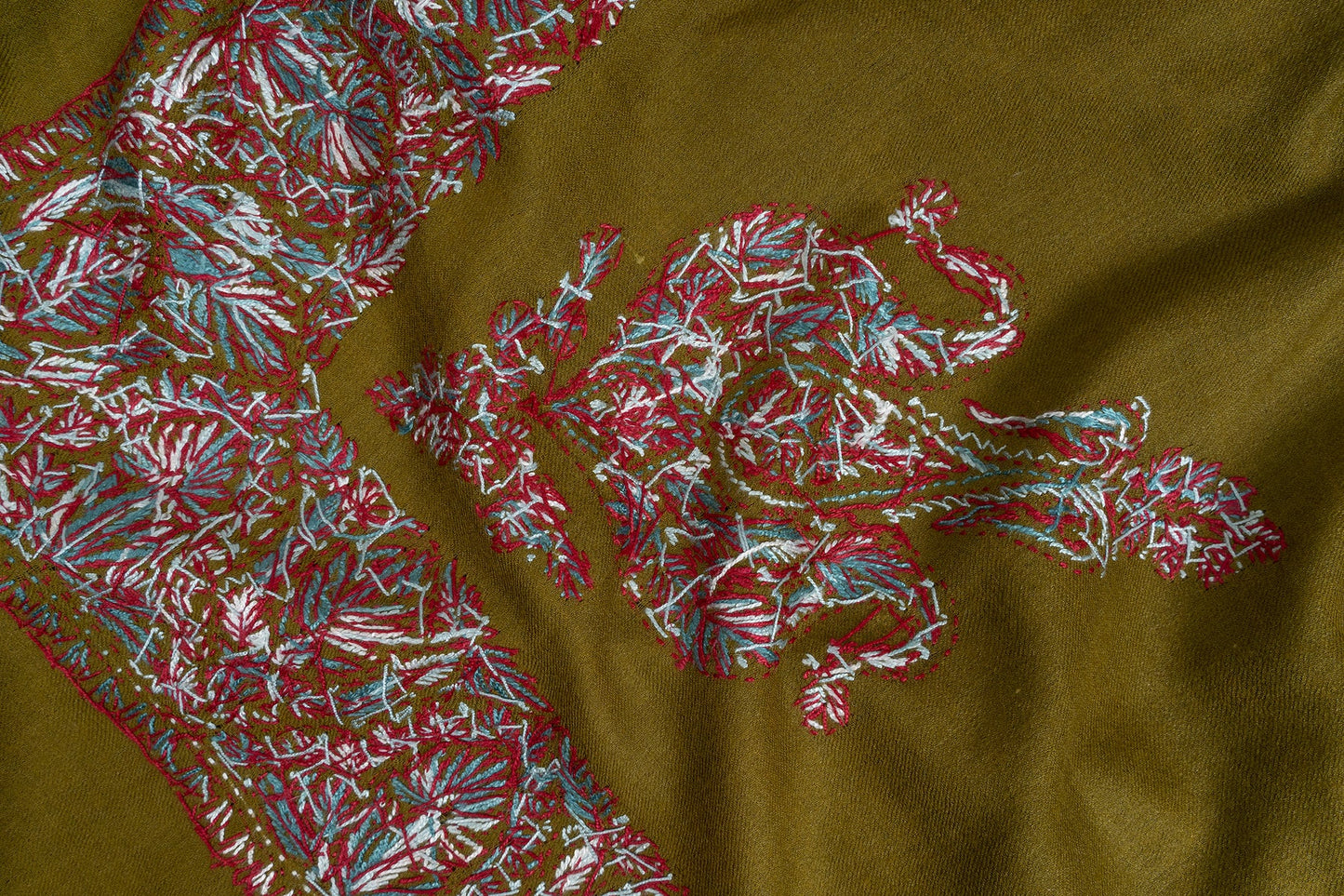 Olive Ember Rumal — Sozni Hand Embroidered