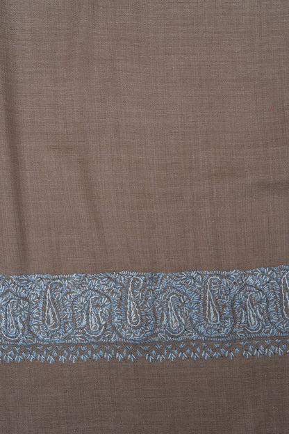 Mink Blue Whisper 2.5 Yards Sozni Hand Embroidered Shawl